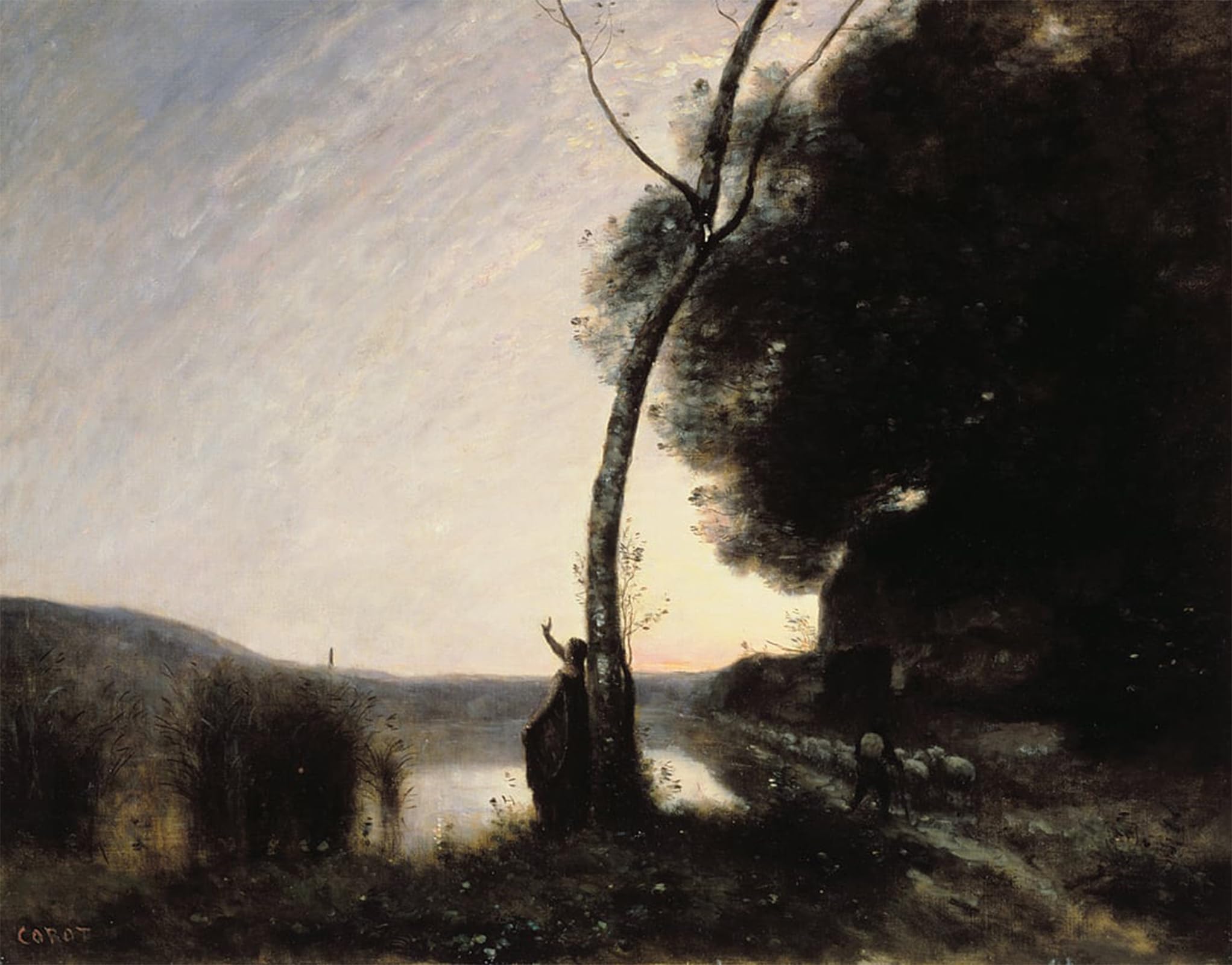 Cuadro lienzo La stella della sera de Corot 60x90cm para pared 5