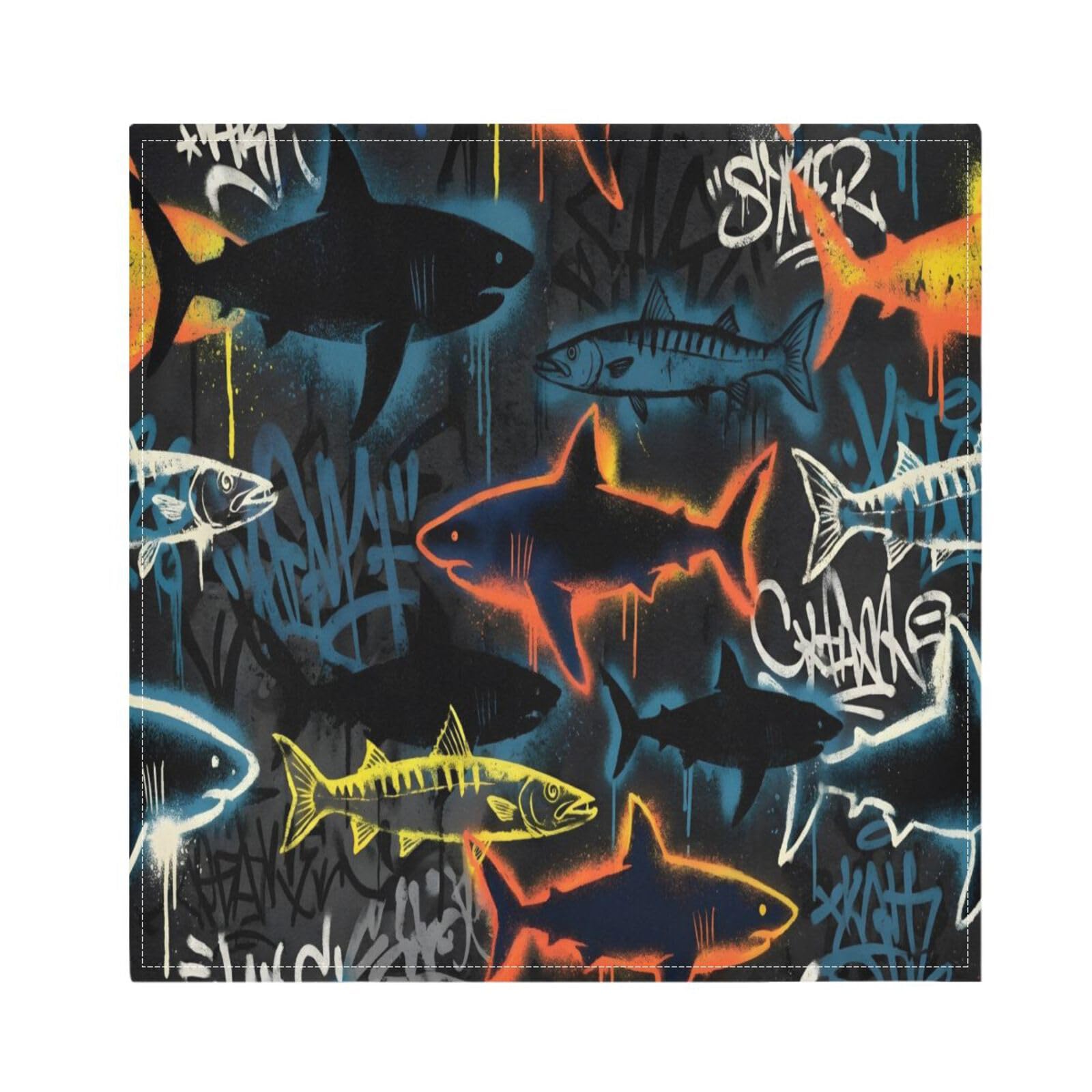 Ttgoth Sharks Cloth Napkin Set of 6 Washable & Reusable Dinner Napkins for Dining Table, Banquets, Wedding, Party, 50x50 cm