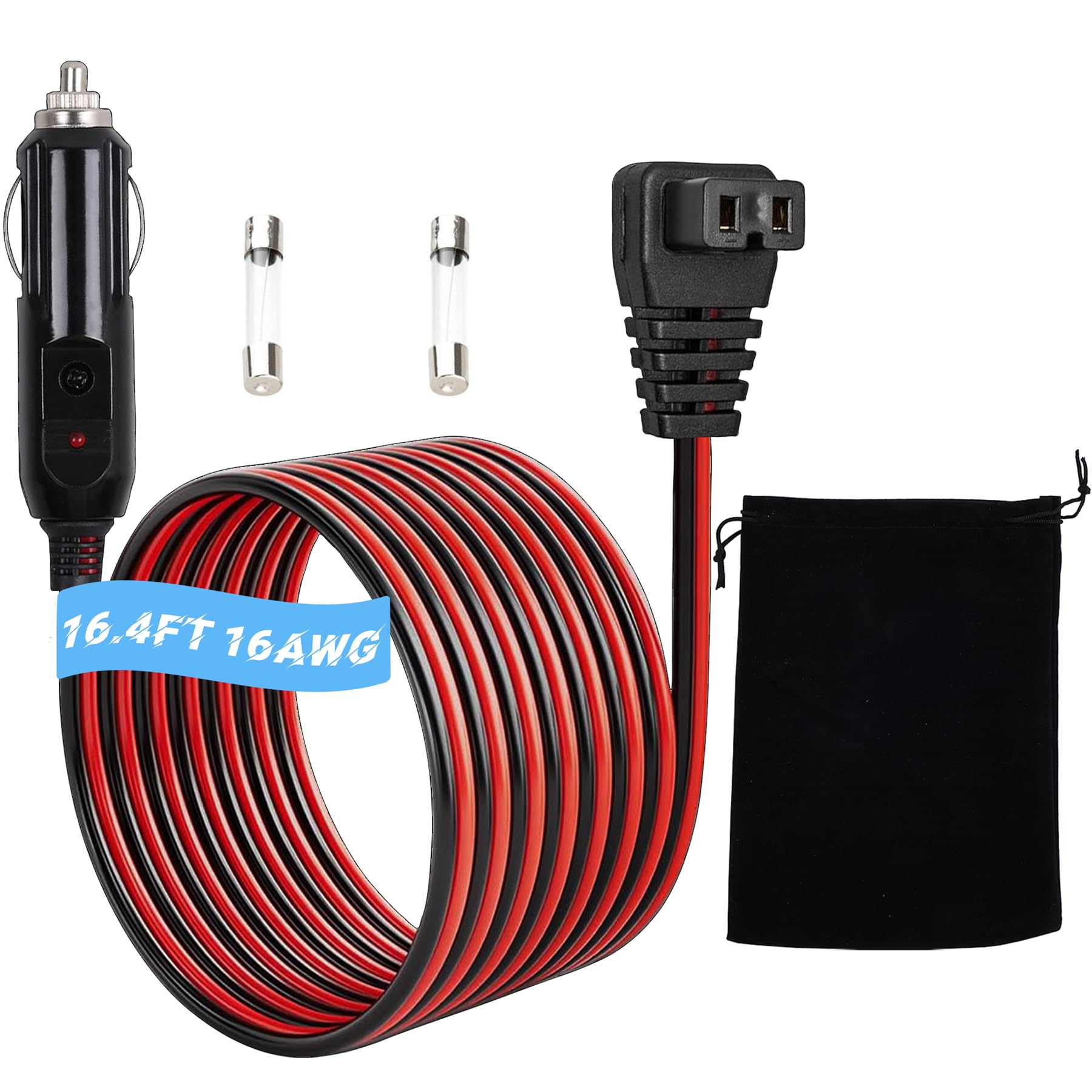 Photo 1 of 16.4 FT DC Power Cord Cable 12V/24V for Car Fridge Car Refrigerator Freezer Compatible with Alpicool, ARB,BougeRV, Bodega, Dometic,Euhomy, ICECO Etc Most Brands Portable Refrigerator (Black, 16.4 FT)