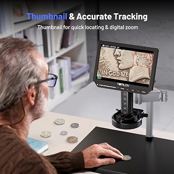 TOMLOV 4K Autofocus Microscope TM4K-AF Max,10.1 HDMI Digital Microscope with Spin Flex Arm,Micro Soldering Microscope for Electronic Repair,52MP Error Coin Microscope Full View,Ring Light,16G