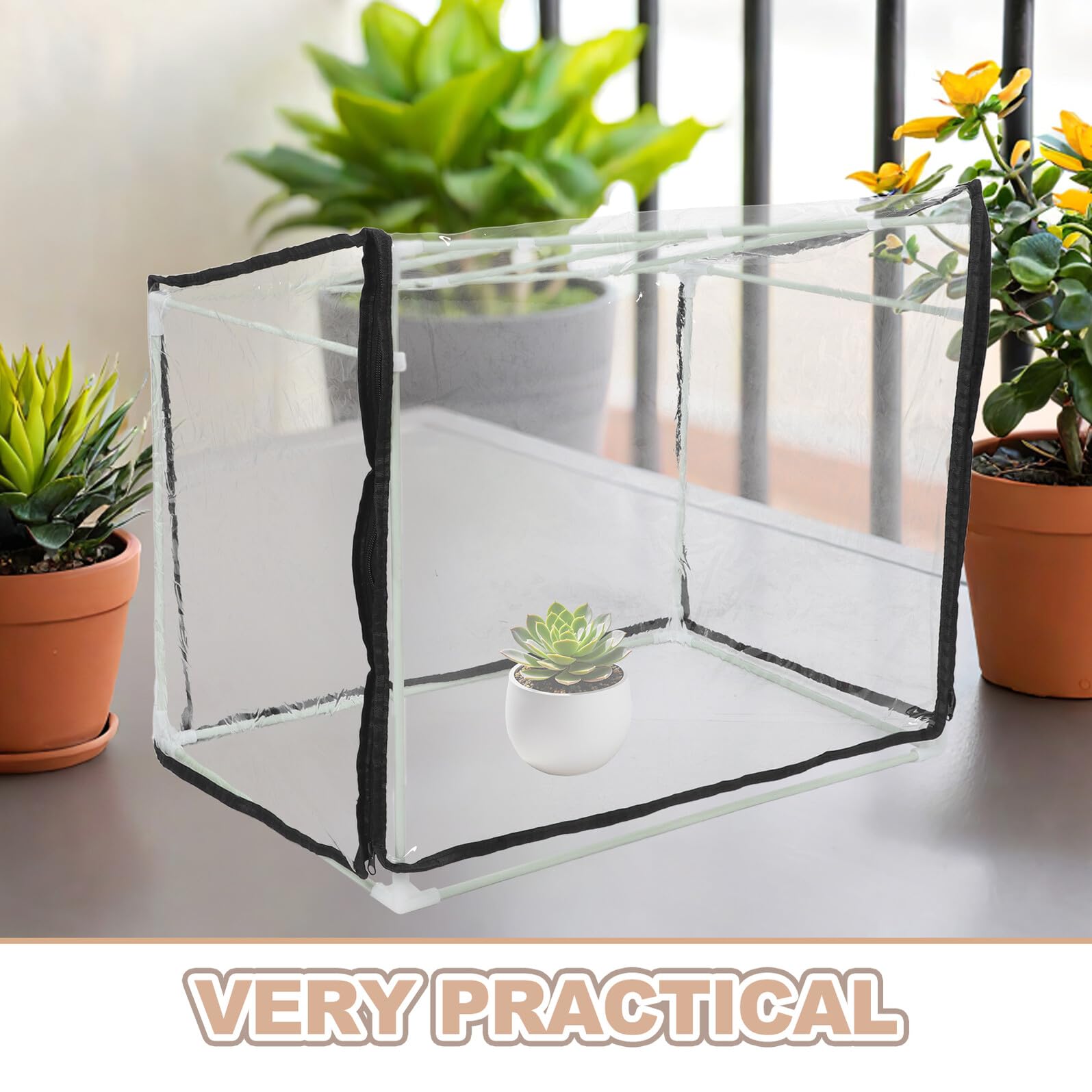 Mini Serra Portatile da Vivaio 60X40X40 CM in Fibra con Copertura Resistente alle Intemperie, Serra da Tavolo per Piante e Ortaggi, Protezione Invernale per Giardino e Balcone