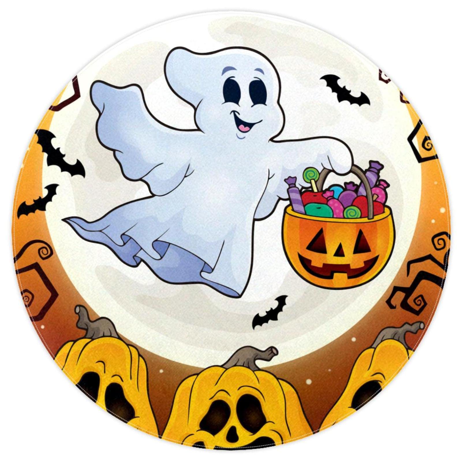 Amazon｜かわいいハロウィーン ゴースト パンプキン バット ラグ 