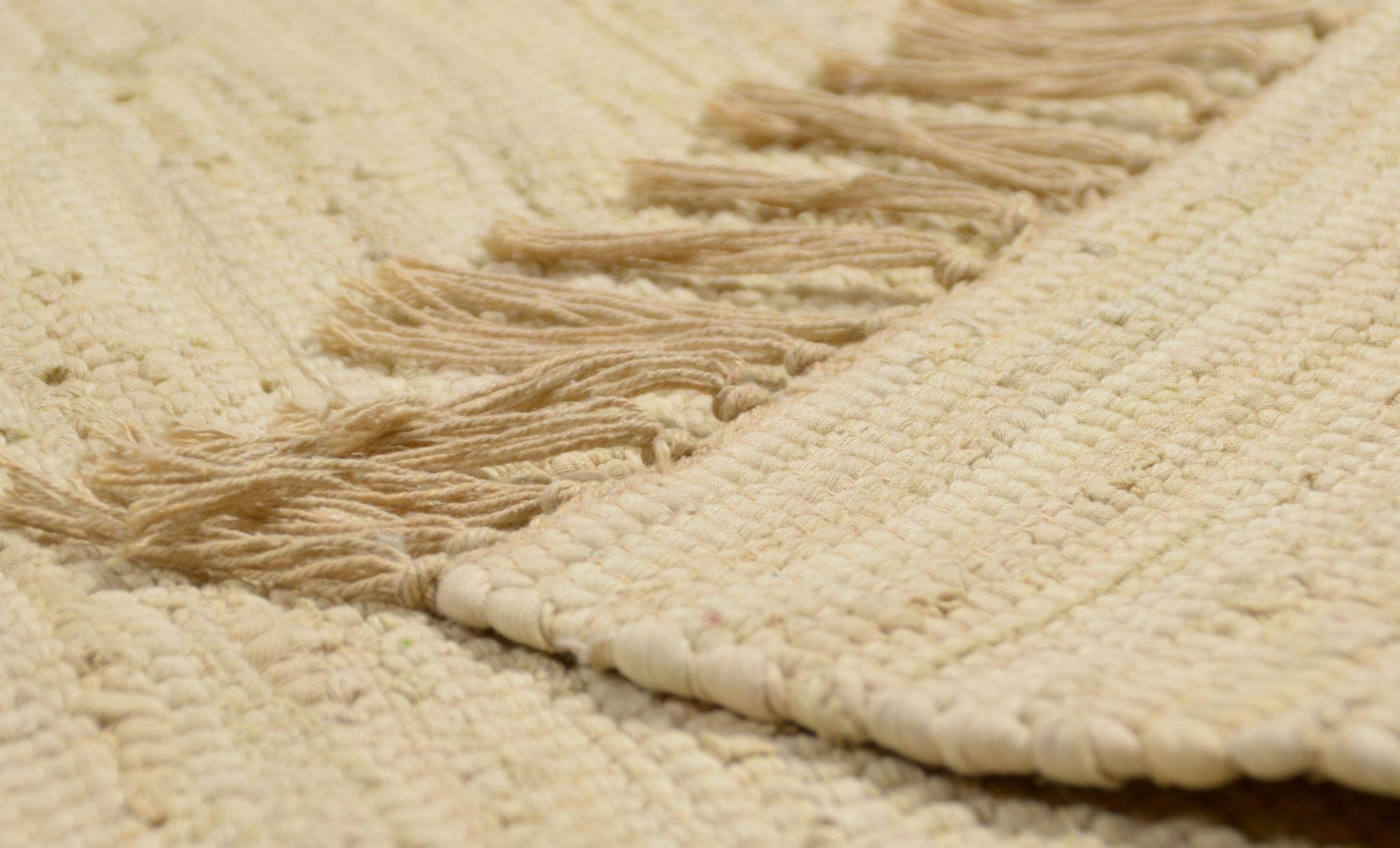 Dhurry - Tappeto in 100% cotone, tessuto a mano, lavabile, utilizzabile su entrambi i lati, 90 x 160 cm, colore naturale