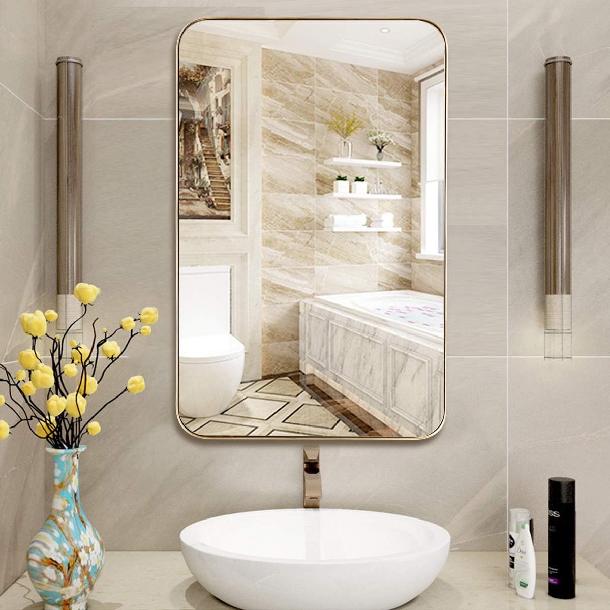 Melody Maison Rustic Gold Framed Wall Mirror : Amazon.co.uk: Home & Kitchen