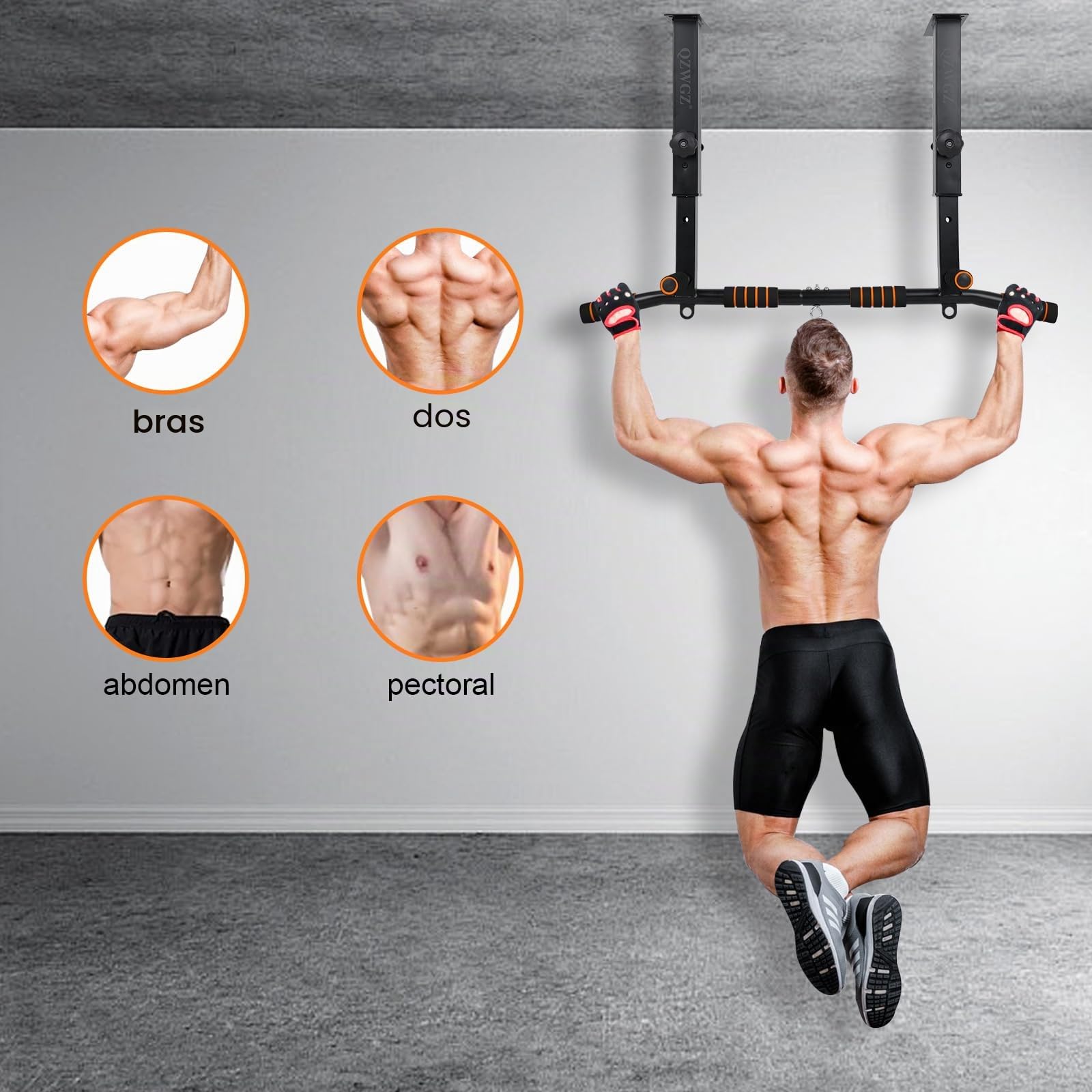 Barre de traction réglable en hauteur, barre de traction robuste, support de poutre, barre de traction, support de plafond, appareil d’entraînement de force pour la maison, salle de sport