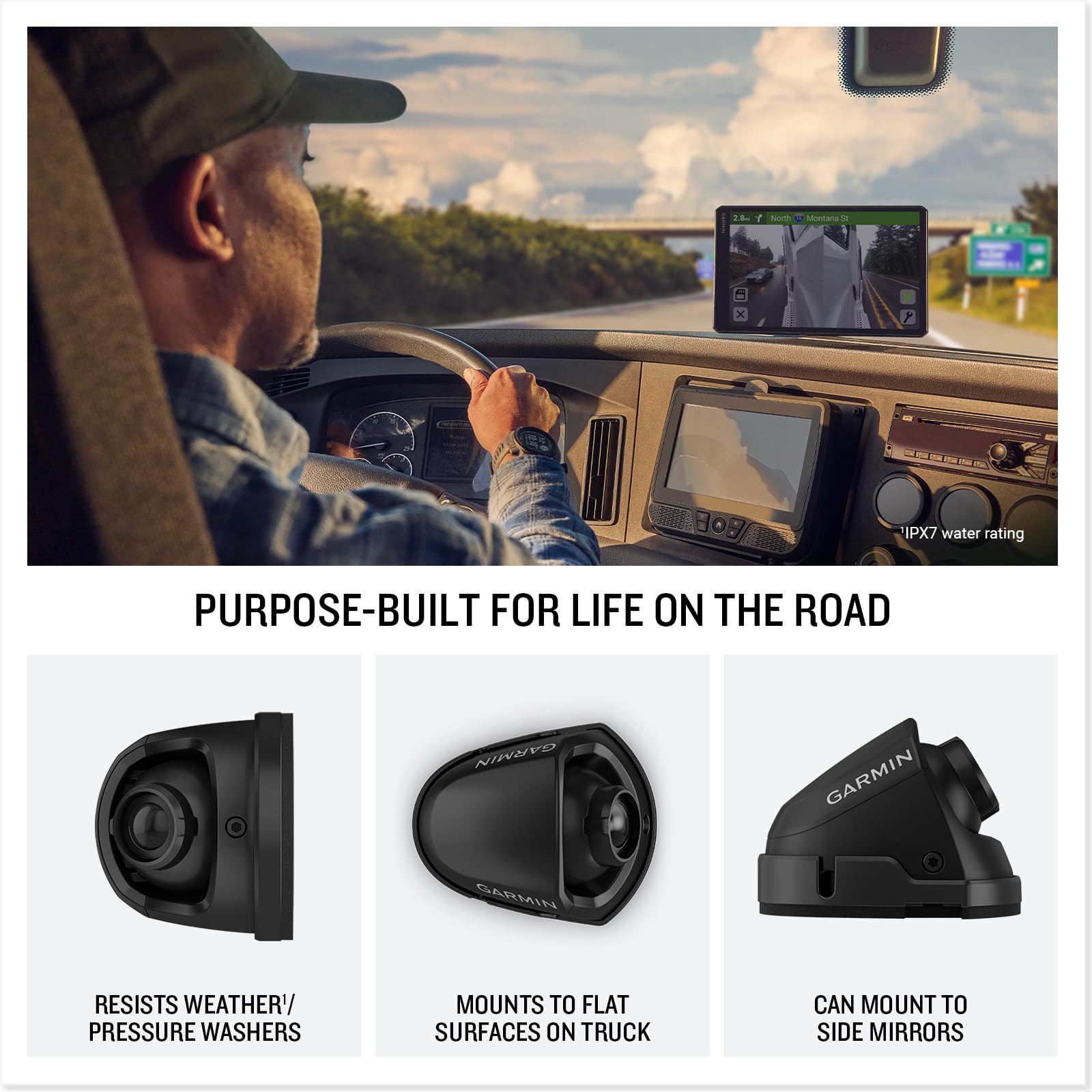Garmin dēzl DualView Kamera, LGV GPS Nawigacja Satelitarna do Ciężarówek, Czujnik Martwego Pola, IPX7