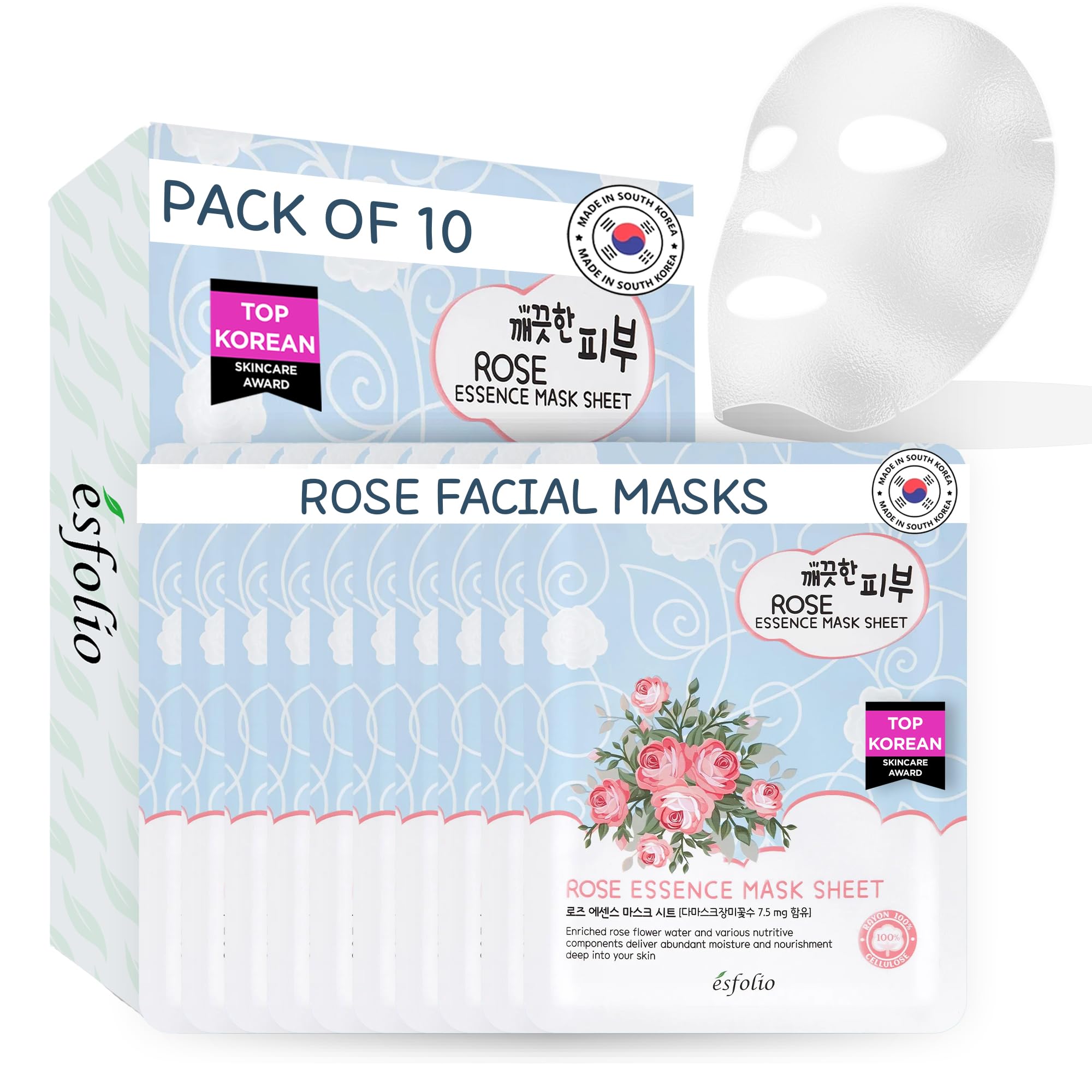 Amazon.com : esfolio Rose Essence Sheet Mask – Hydrating