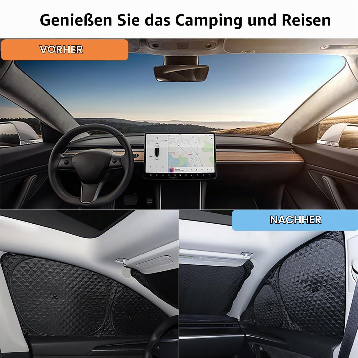 Upgraded Camping Privacy Curtain 8 Pieces for Tesla Model Y 2020-2026 Window Sunshade for Model Y Juniper Camping Shades Windshield Sunshade Privacy Screens forTesla Accessories