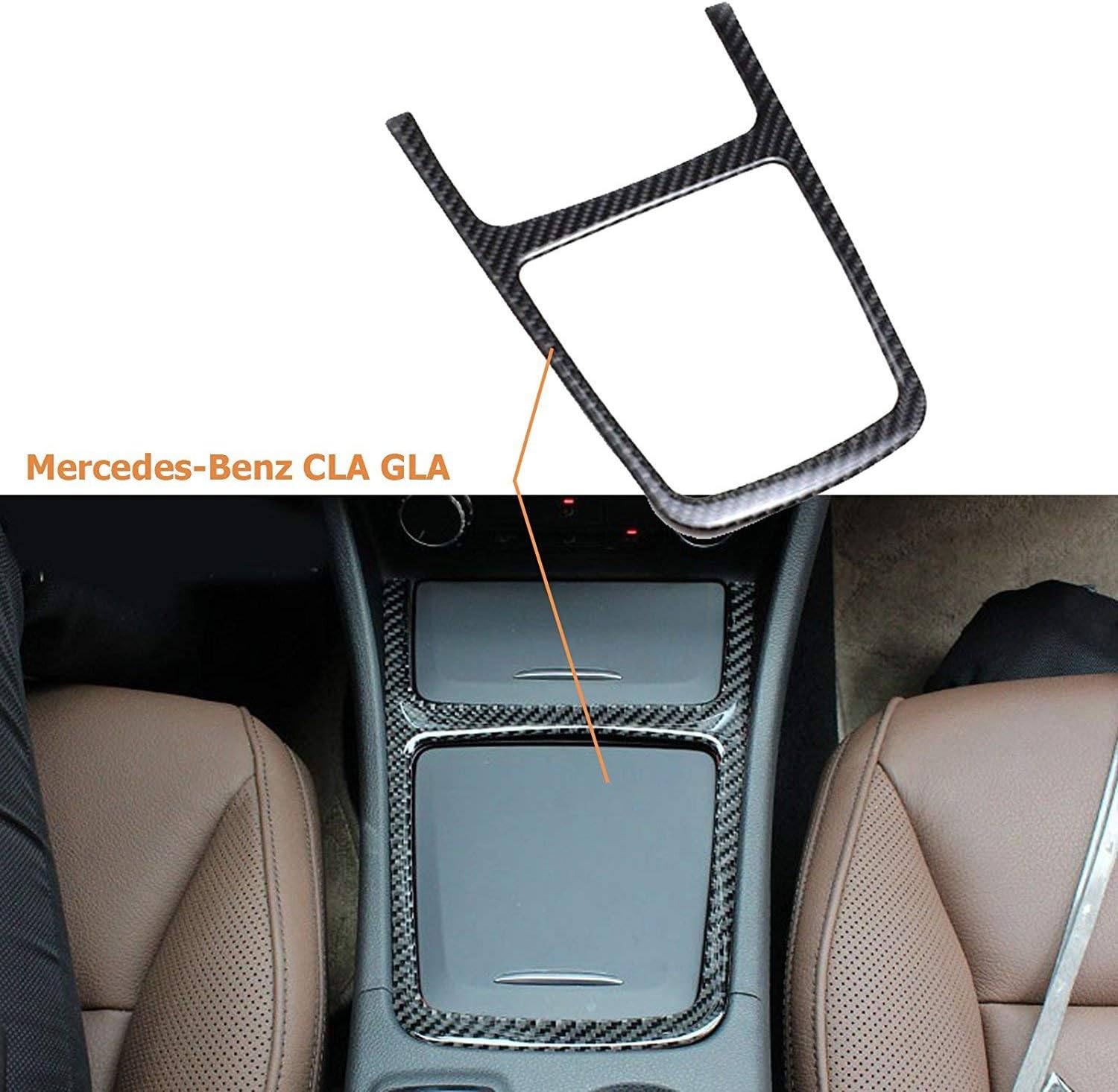 x xotic tech Console Storage Box Frame Cover Trim, Real Carbon Fiber, Compatible with Mercedes Benz A180 CLA180 CLA200 CLA250 GLA180 GLA200 GLA250 (Size: 7.48"x10.04") image 2