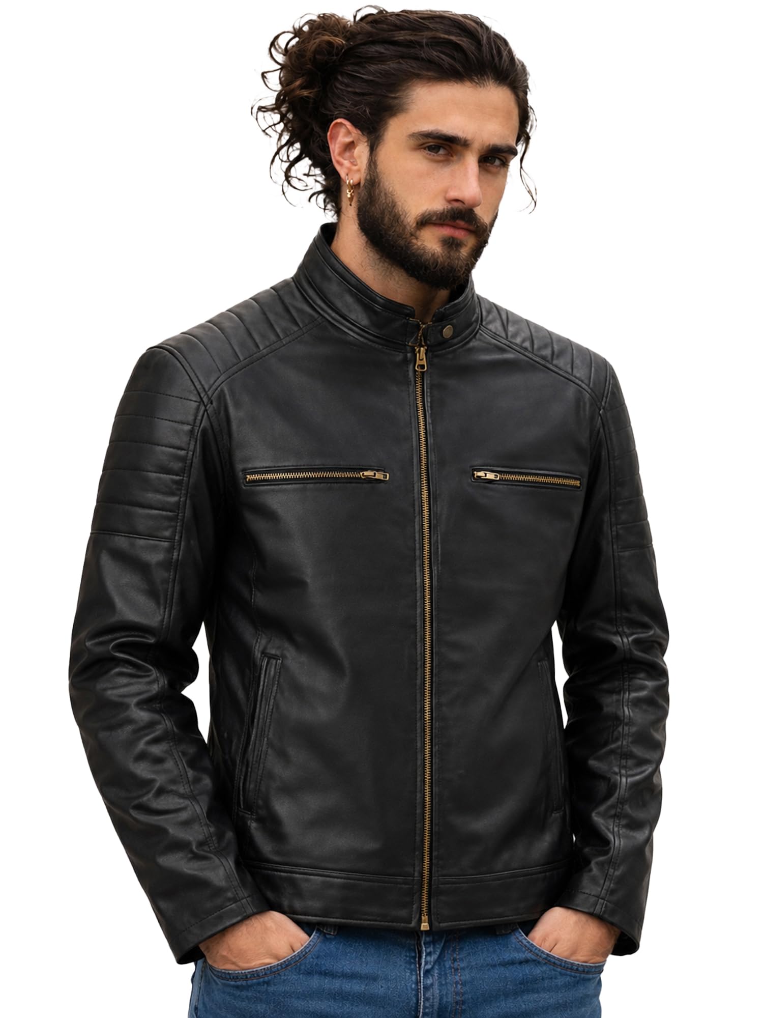 leather retail Men’s Premium Black Leather Biker Jacket-picture-17