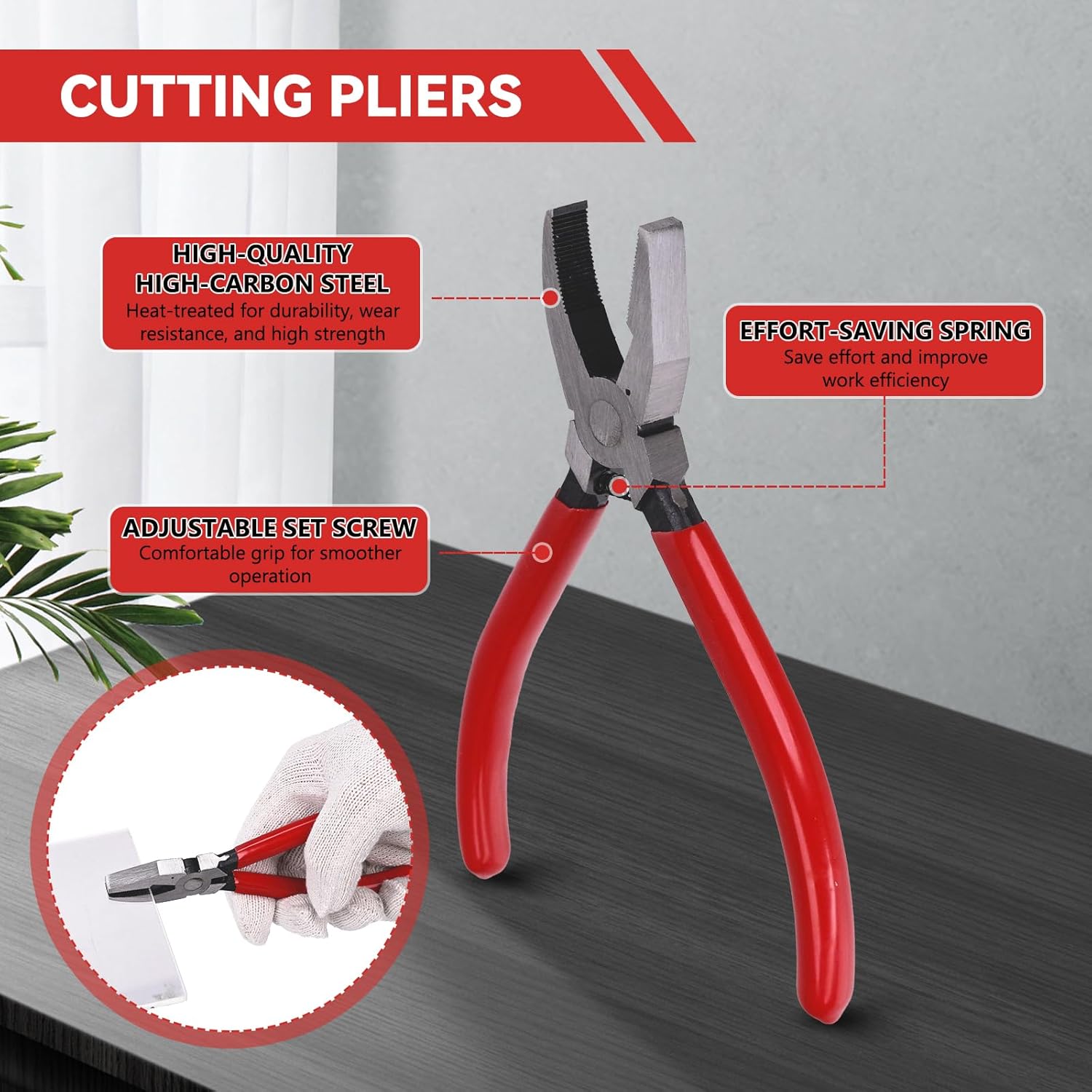 20 PCS Glass Cutters Tools - Glass Cutting Tweezers Tool, with 6 Tungsten Steel Cutting Heads & Tile Nippers & Glass Running Pliers & Glass Cutting Pliers & Gloves, for Glass, Stained Glass, Tiles