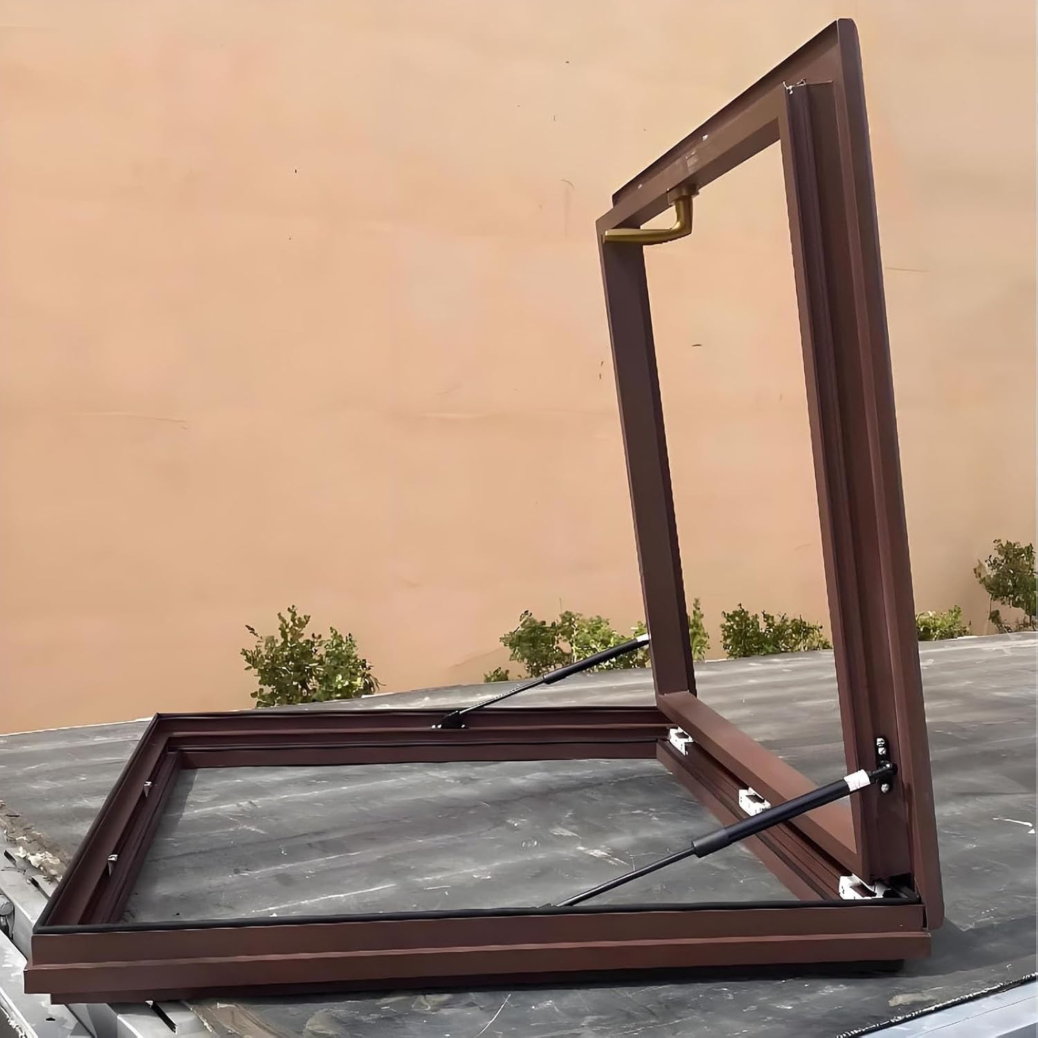 Skylight House Roof Window, Customizable Roof Access Hatch with Aluminum Alloy Frame and Tempered Glass, Highly Sealed Roof Hatch for Sun Room Basement(Black,65x70cm/25.6x29.6in)