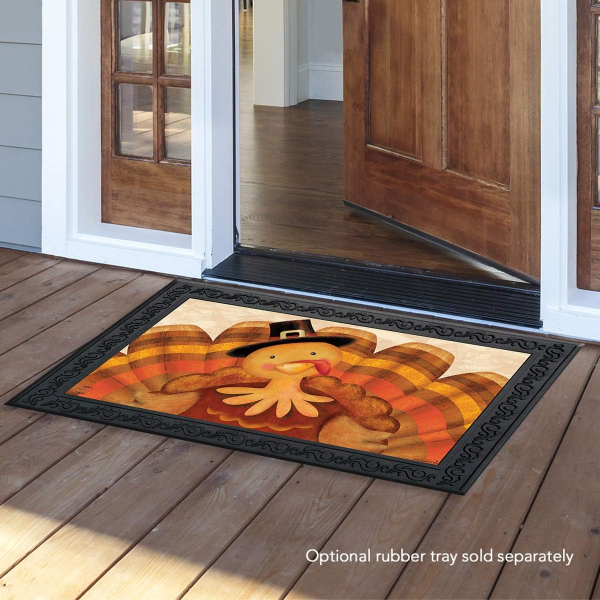 Briarwood Lane Thanksgiving Turkey Doormat Pilgrim Hat Indoor/Outdoor 30 x 18