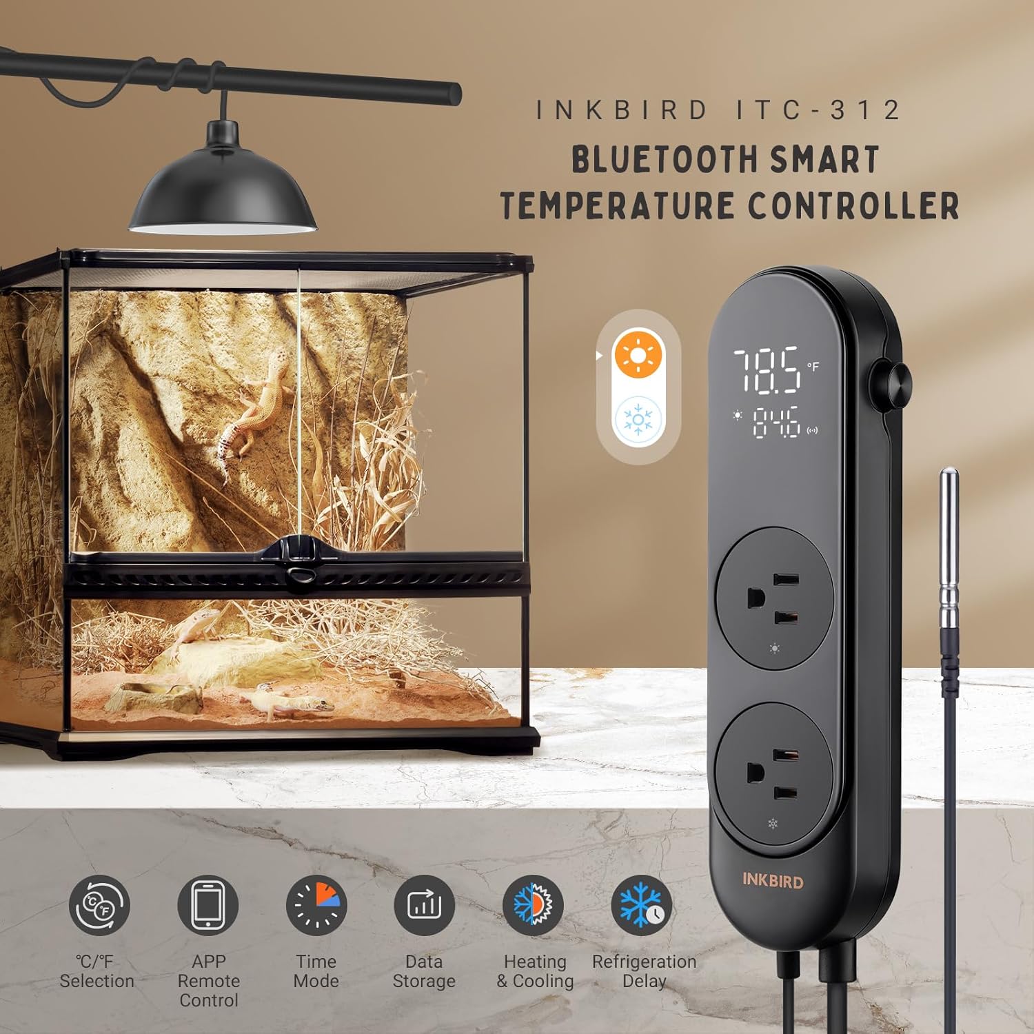 Inkbird ITC-308 with ITC-312 Temperature Controller for Plant Grow Tent Greenhouse Reptile for Heating and Cooling