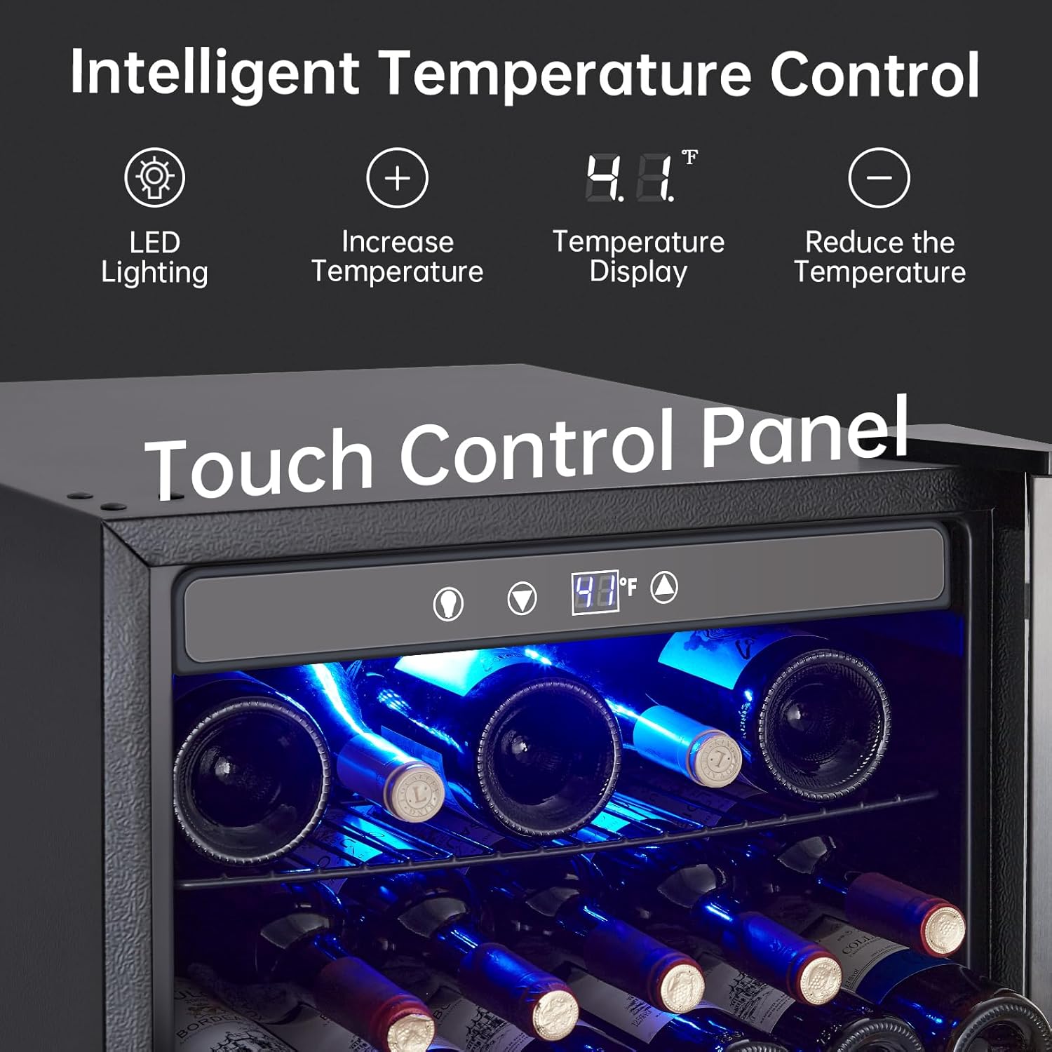 Garvee Wine Fridge 36 Bottle, Wine Cooler Refrigerator with 40~61°F Digital Temperature Control, Wine Refrigerator Freestanding for Red White Wine, Champagne, Beer with Blue Interior Light