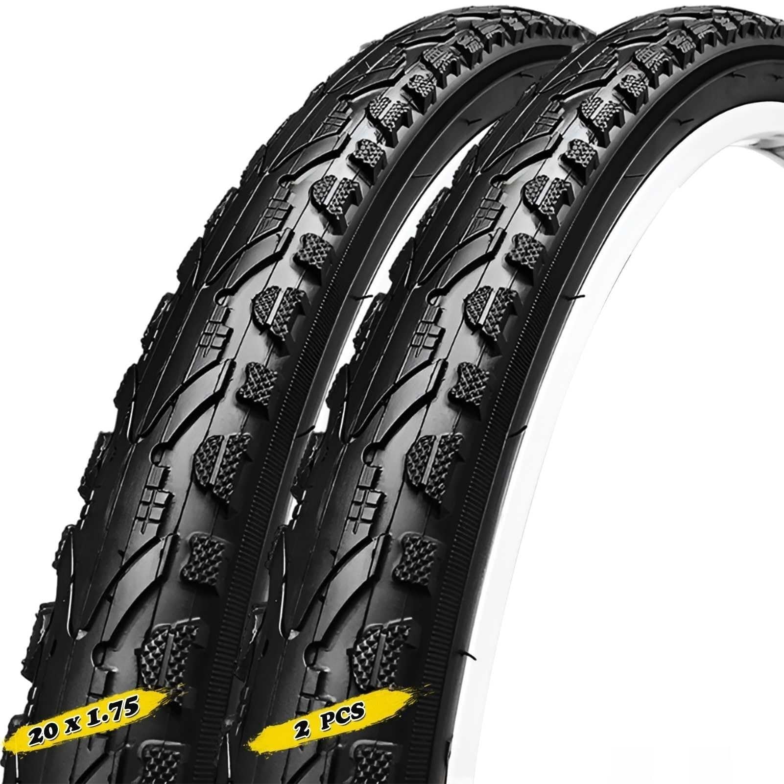2PCS 20x1.75 Pneumatici Bici Antiforatura, Parete Spessa for City Bike, Pieghevoli e MTB, Battistrada Tutto Terreno, 45-60 PSI, Perfetto for Strada e Fuoristrada