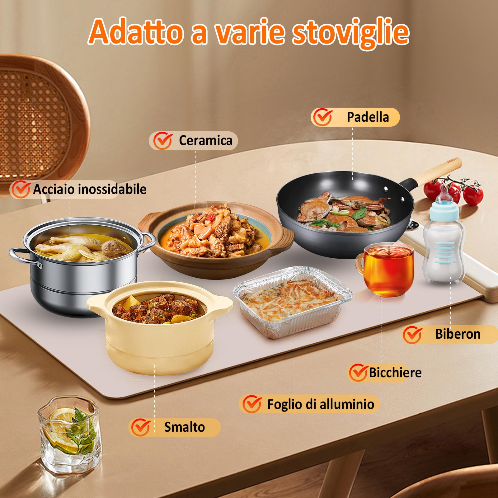 Tappetino Scaldavivande Vassoio Riscaldante Elettrico Temperatura Regolabile Tappetino Riscaldante Pieghevole per Feste, Eventi e Cene Domestiche