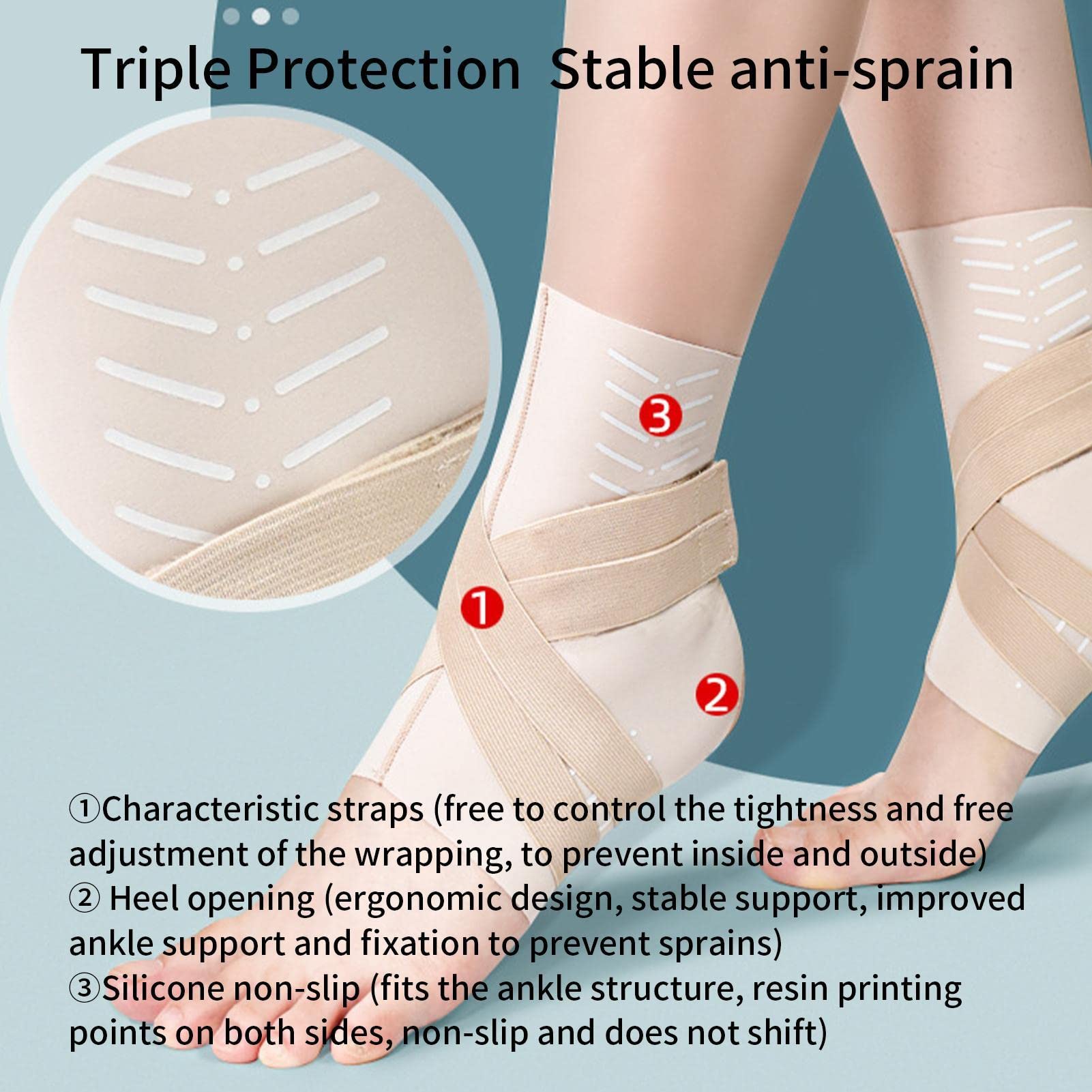 Abonda Knöchelbandage, Atmungsaktive Knöchelmanschette, Ergonomische Saubere Knöchelmanschette, Knöchelbandagen für Männer Frauen mit Verstellbarer Wickel