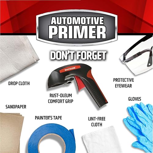 Miniatura 7 de Rust-Oleum 249418 Pintura en aerosol para imprimación lijable automotriz 12 onzas líquidas paquete de 1 color negro