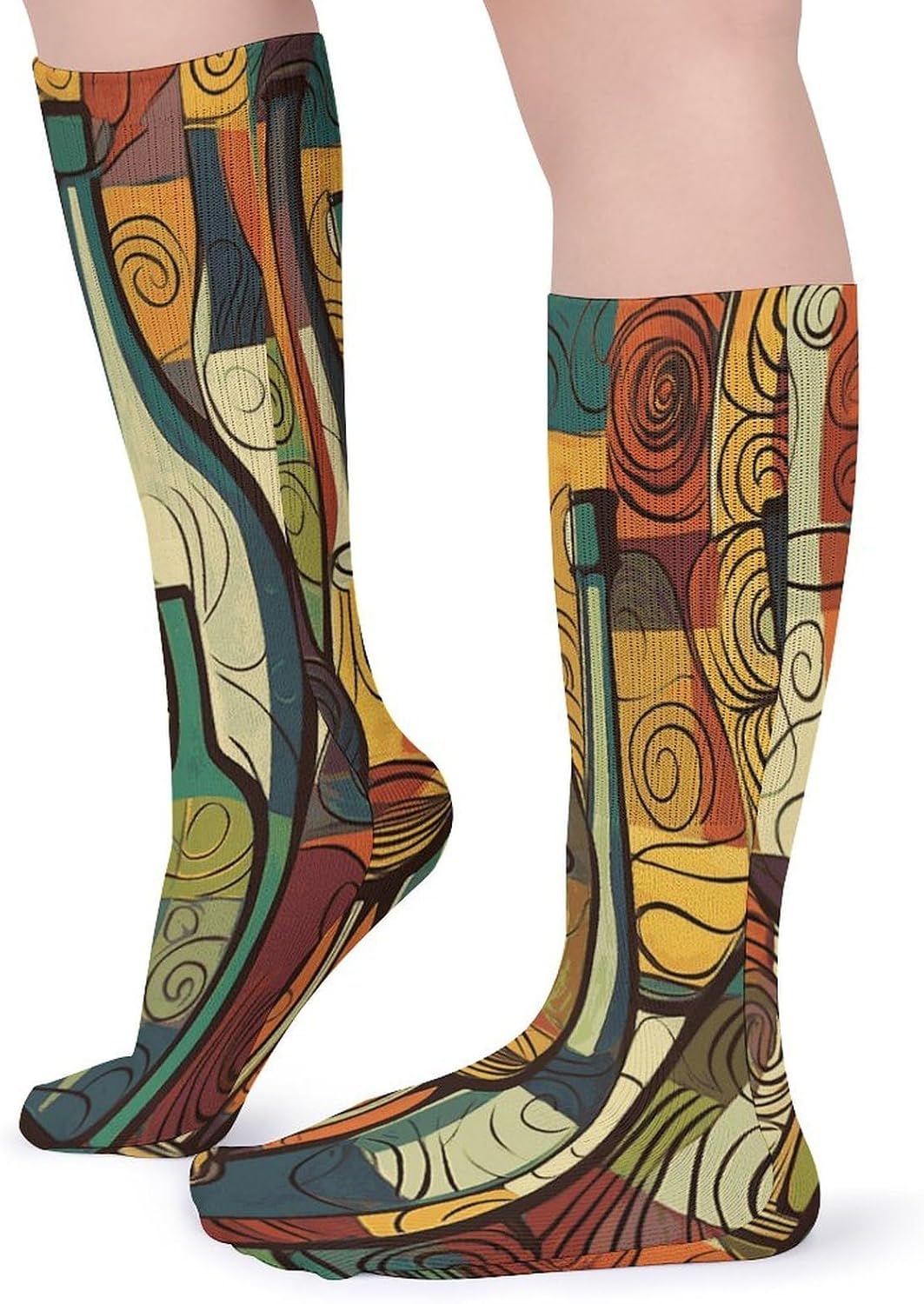 Wine Bottle Art Knee High Socks Cozy Knee High Socks Soft Mid-Length Sock for All Seasons Daily Wear Adult