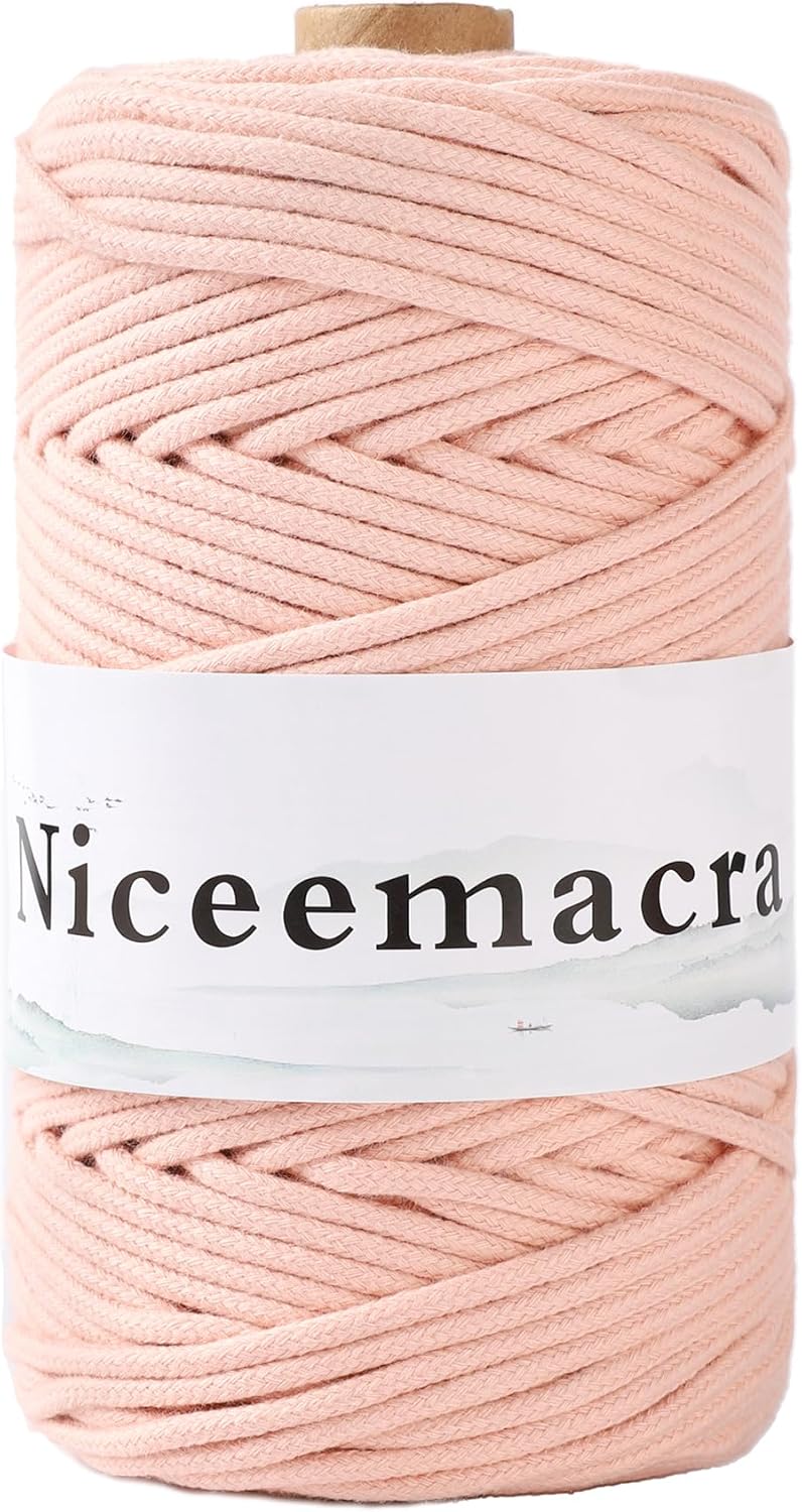 3 Skeins of Braided Macrame Cord 3mm x 110yards,Cotton Macrame Rope, Colored Rope,Macrame String Cotton Yarn, Macrame Yarn Craft Cord Plant Hangers, Crafts, for Knitting (Lavender)