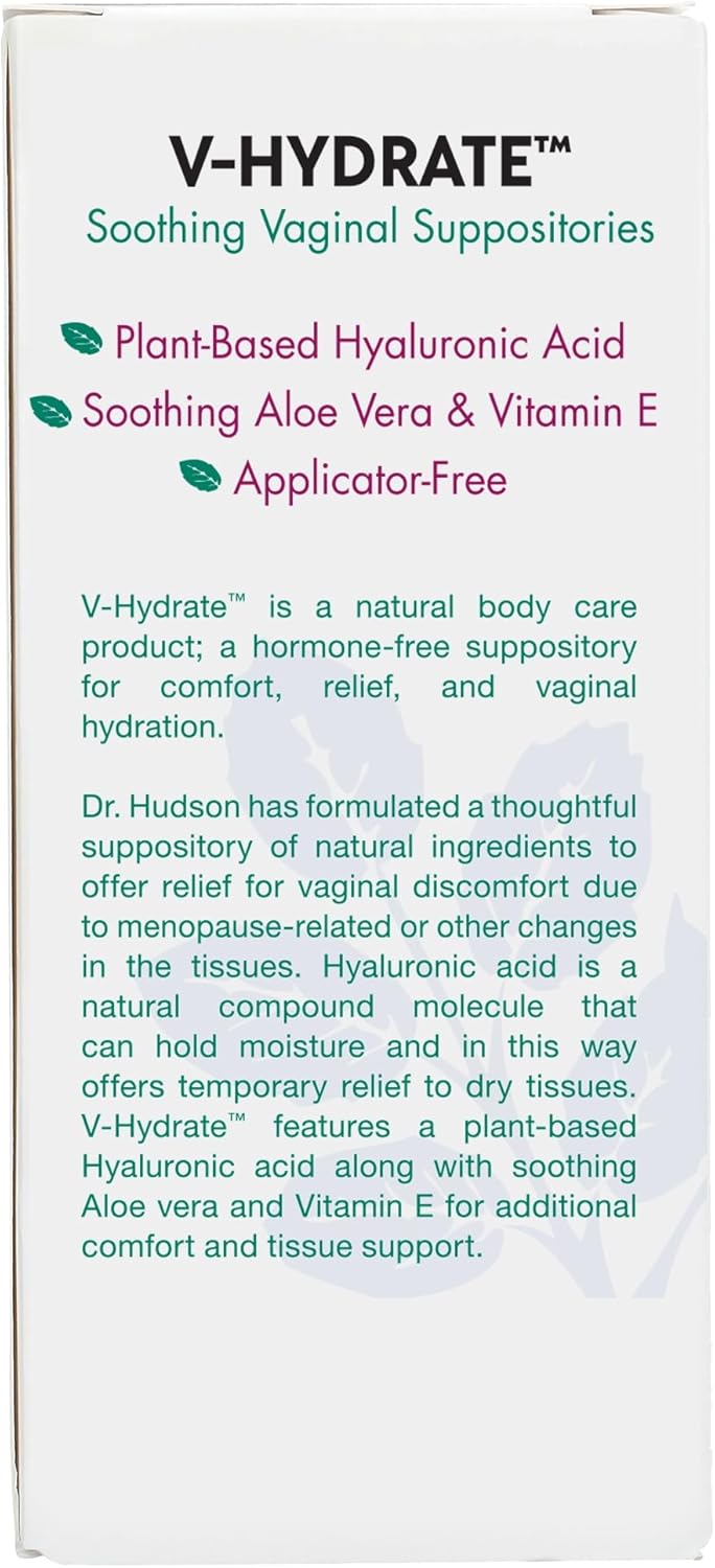Vitanica V-Hydrate, Hyaluronic Acid Vaginal Suppositories for Comfort and Vaginal Hydration with Aloe Vera and Vitamin E, Hormone-Free & Drug-Free, Vegan, 2 Month Supply, 24 Count - Image 3