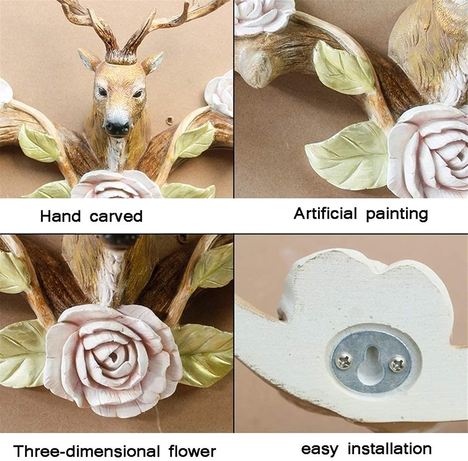 Metal Wall Art Deer Antlers Wall Hooks Chic Coat Rack Key Holder Hat Hanger Bath Room Wall Hanger Includes Screws and Anchors
