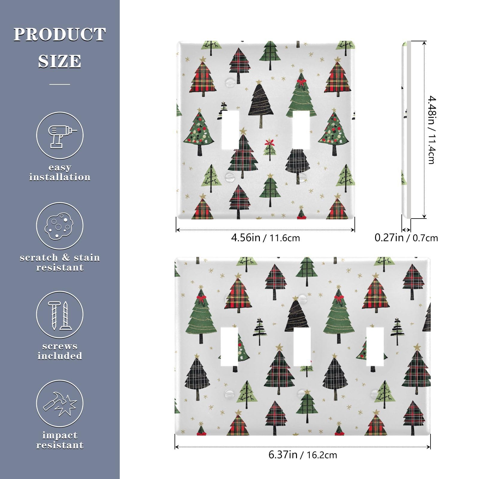 UMIRIKO Christmas Tree Light Switch Cover Plate Covers Decorative Double Toggle Home Decor 202b7202