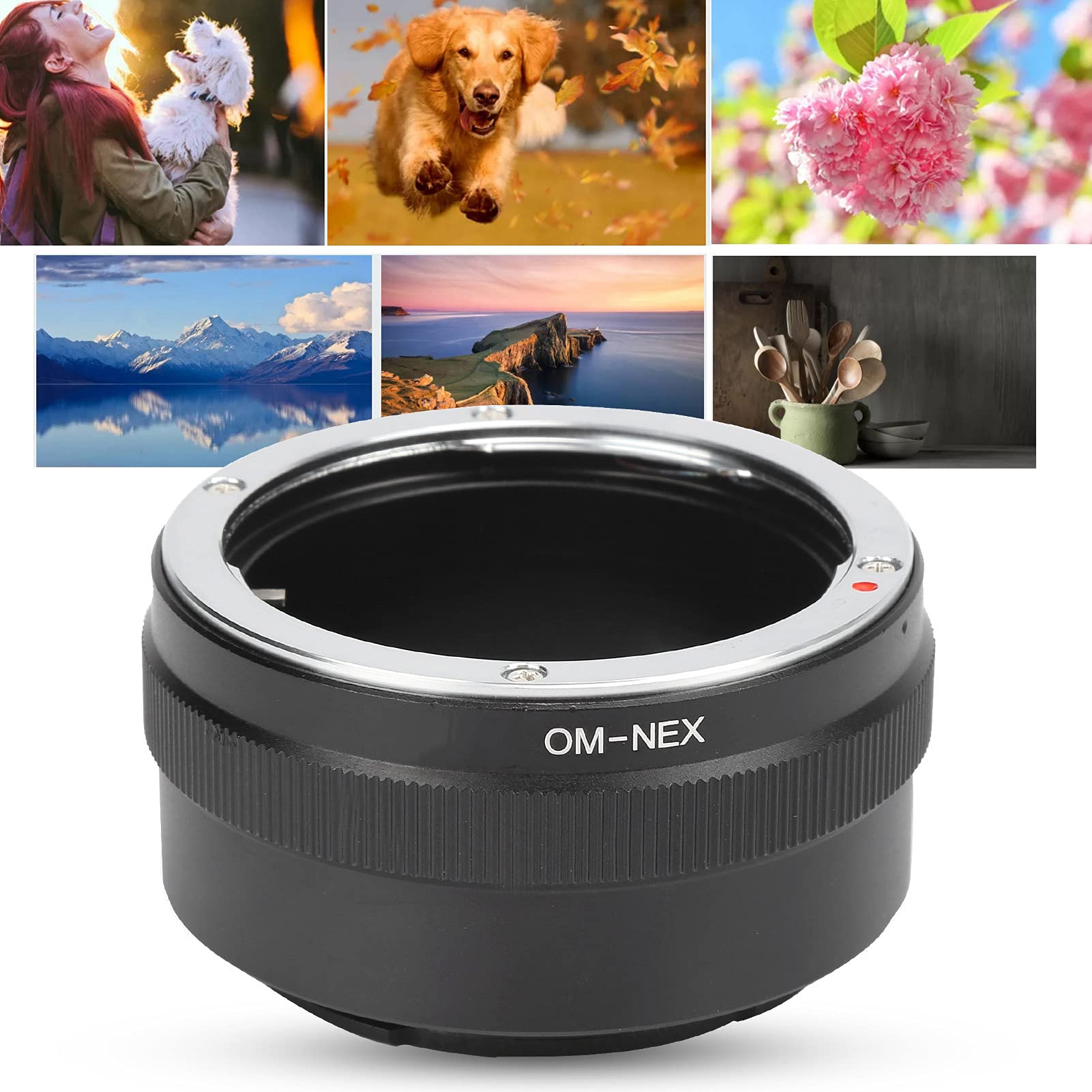 Sxhlseller Bague D'adaptation pour Appareil Photo, Bague D'adaptation de Convertisseur Om-NEX Manuelle Portable pour Objectif Om vers pour Appareil Photo E Mount