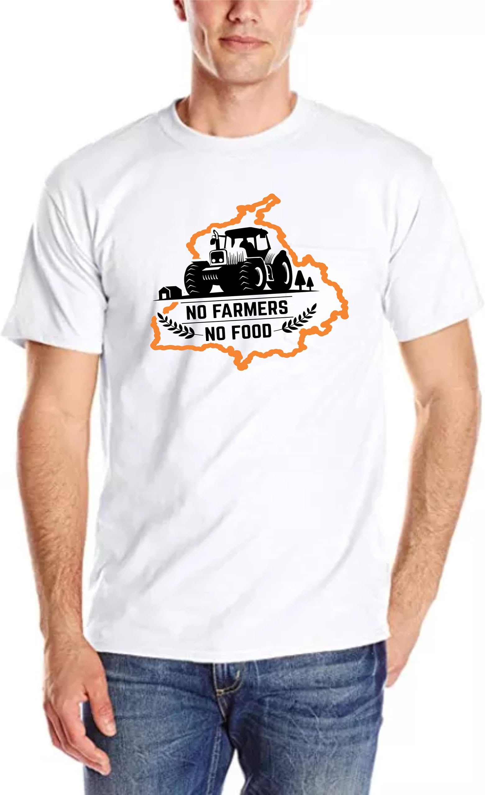 PrintjasFarmers T Shirt | Kisan Ekta T Shirts Solid Round Neck Slim Fit Running T-Shirt