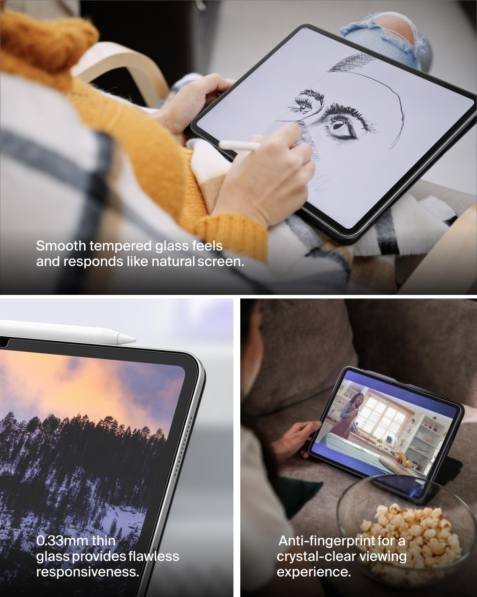 Belkin ScreenForce - Pellicola proteggi schermo in vetro temperato per Apple iPad Pro 11" di settima generazione, sottile, extra resistente, antigraffio, facile installazione, compatibile con custodia