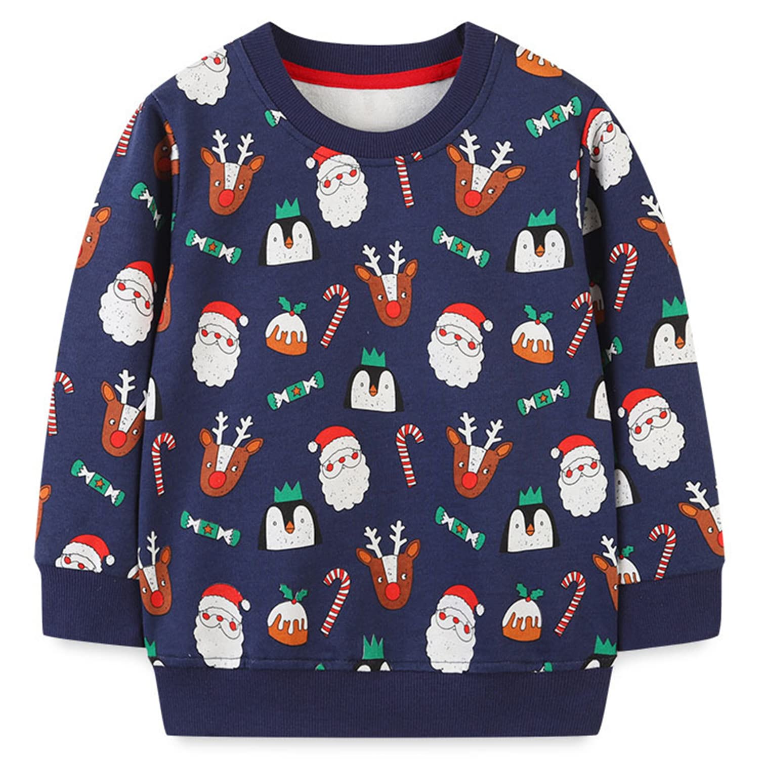 Toddler Boys Girls Christmas Sweatshirt Ugly Sweater Kids Reindeer Pullover Long Sleeve Unisex Xmas Shirt Tops 1-7T