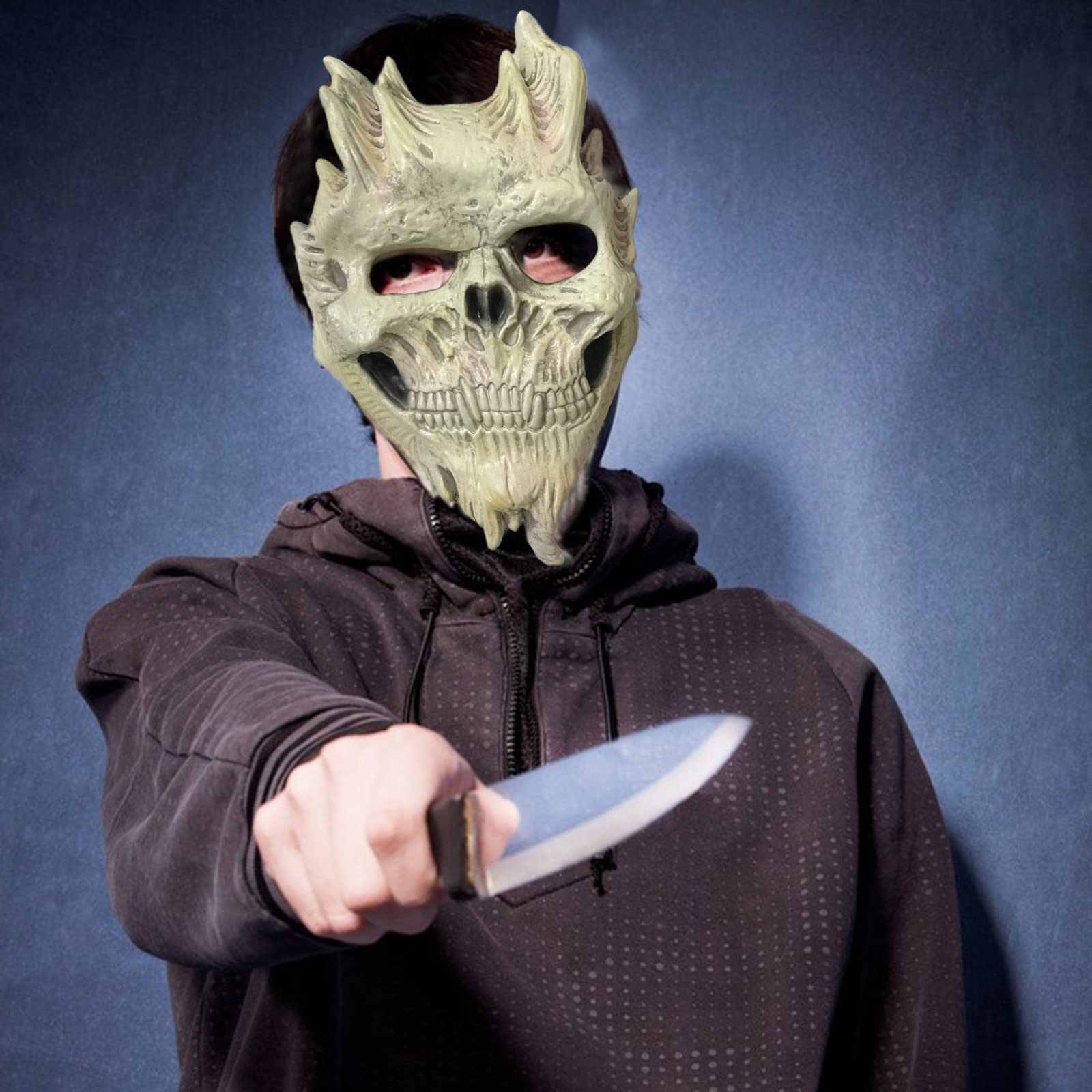 Masque De Crâne En Latex Effrayant - Mâchoire Mobile, Pour Halloween, Fêtes Déguisées Et Cosplay