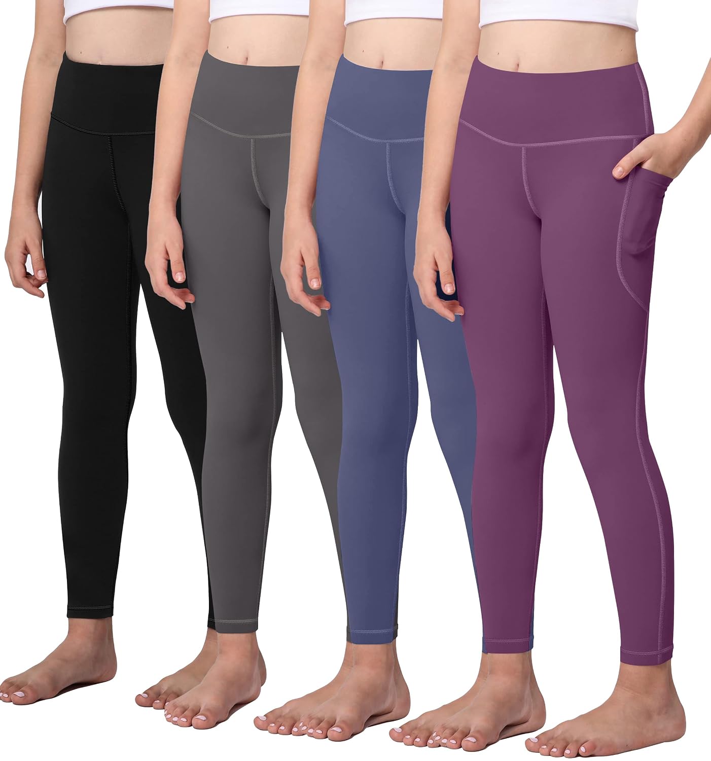 Yoga Active Leggings for Girls with 2 Pockets - Kids Workout Yoga Pants for Athletic (Pack of 4) - Review, Price and Buying Guide