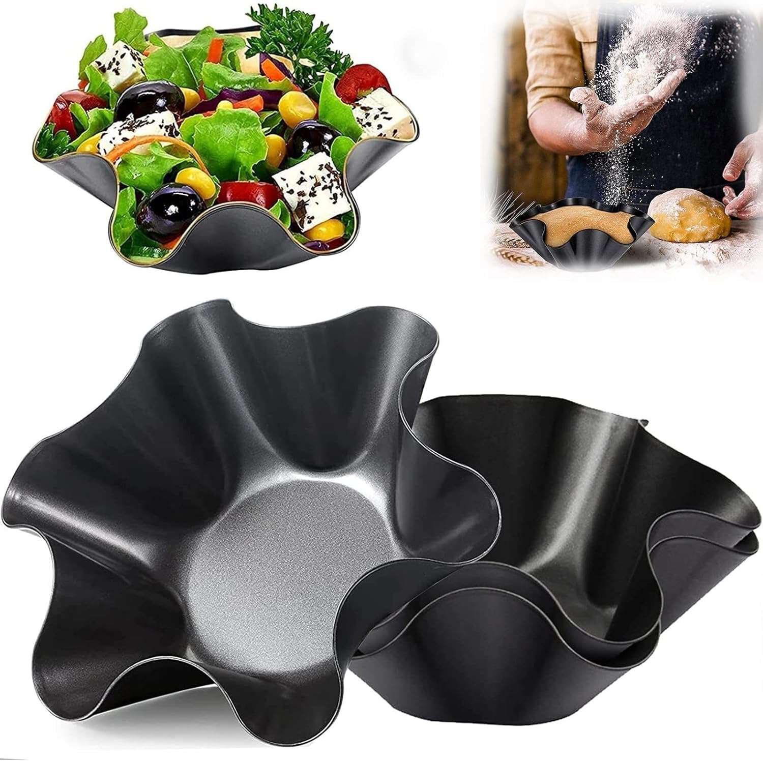 KECCSA Petal Shape Carbon Steel Baking Bowl,Salad Bowls