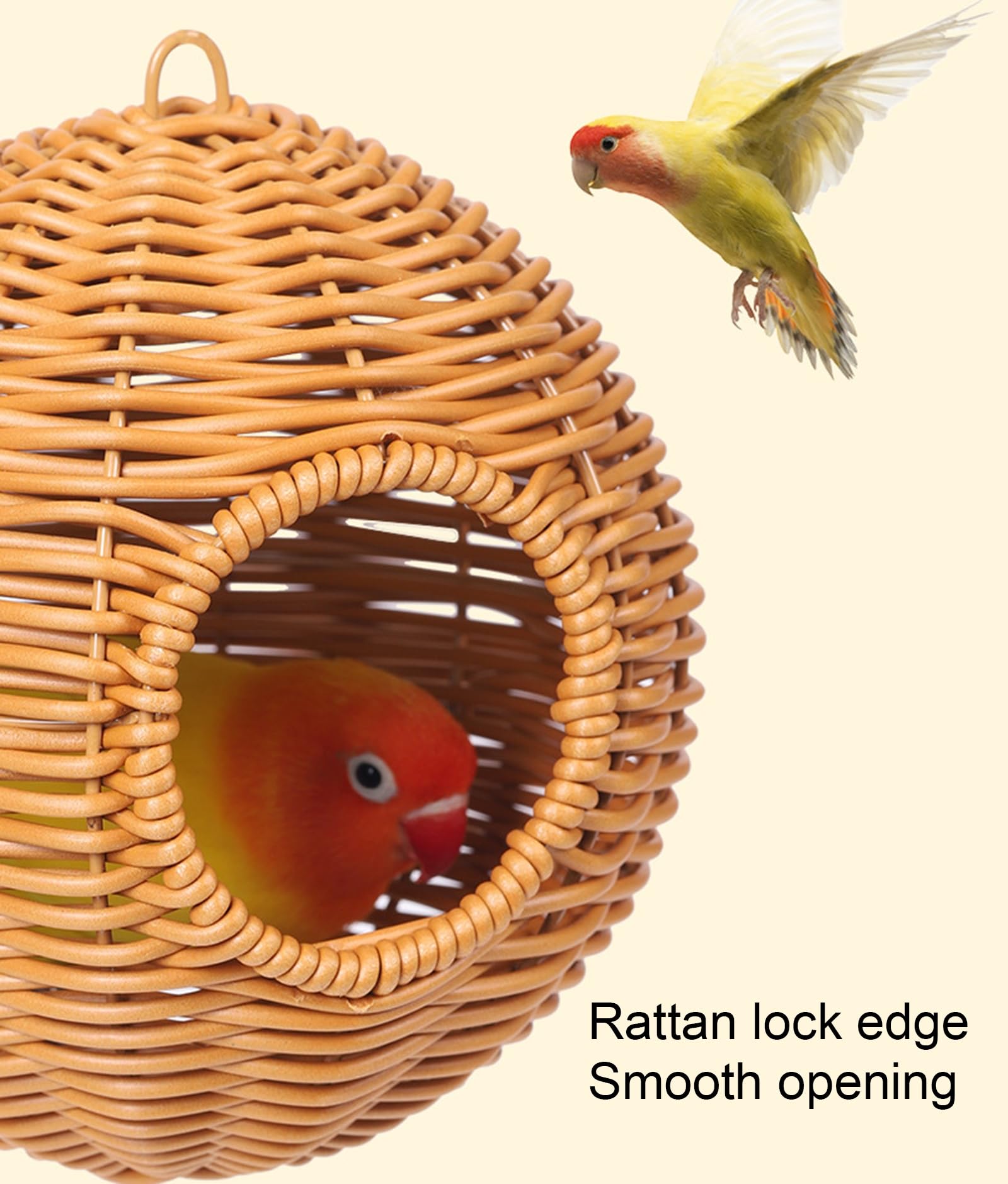 Nido de pájaro Tejido a Mano para periquitos, Calamar y pequeñas Aves - Natural ecológico de la Hierba y ratán Birdhouse