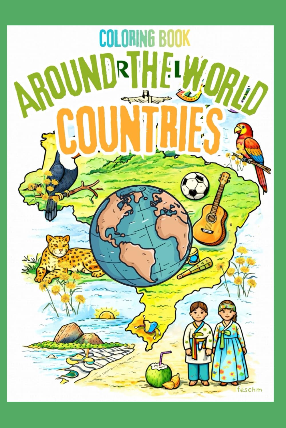 Coloring book for children and adults - Around the world - Great countries of the world