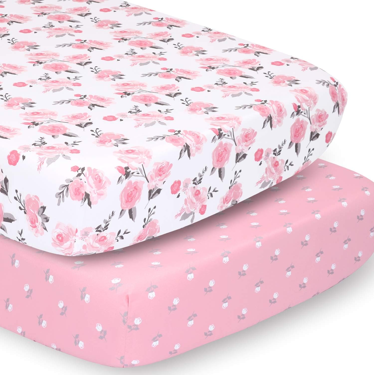 The Peanutshell Pink Butterfly and Floral Fitted Crib