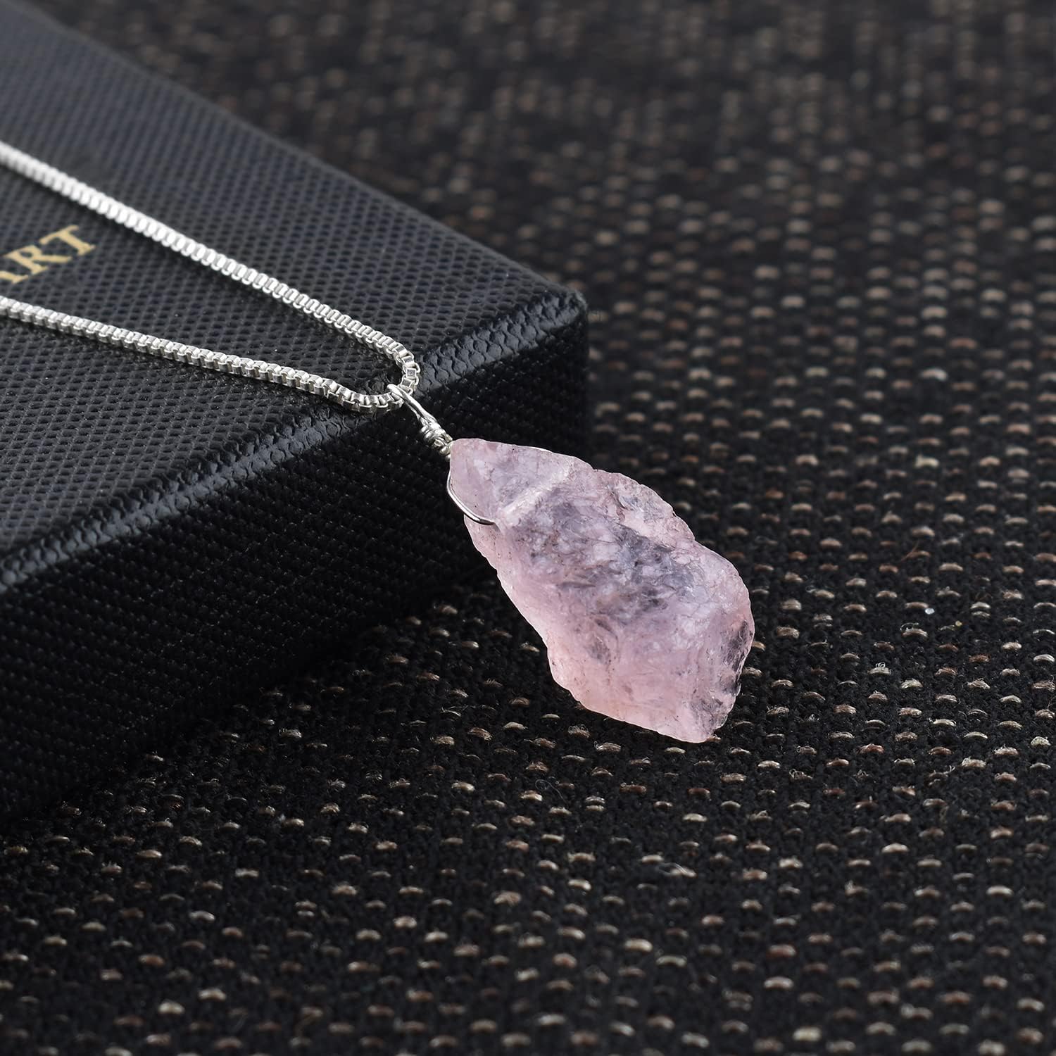 YANARA Natural Raw Pink Morganite Stone Rough Crystal Gemstone Dainty Women Pendant Necklace, Chakra Healing Crystals, Birthstone, Silver Plated Chain 18 inch - Image 4
