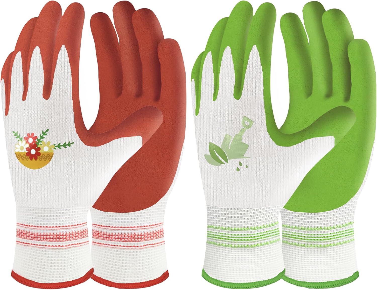 Velway 6 Pairs Gardening Gloves for Women - Breathable Rubber Coated Garden Work Gloves - Outdoor Protective Yard Gloves with Grip Gardening Gifts - Red & Green Large