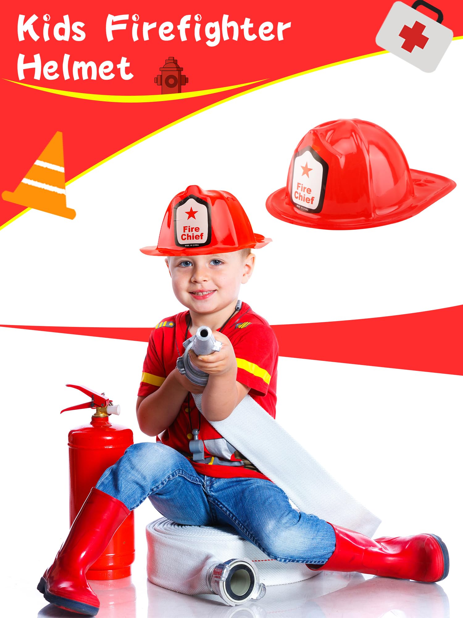 Paquete de 70 sombreros de bombero de plástico rojo a granel para cumpleaños, Halloween, cosplay, fiesta, accesorio de vestir