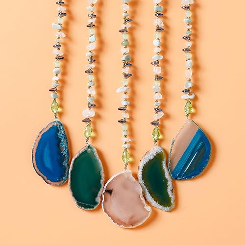 Miniatura 5 de Atrapasueños con piedras preciosas de ágata, árbol de la vida de 7 chakras, atrapasueños con piedras de cristal arcoíris, decoración de pared hecha