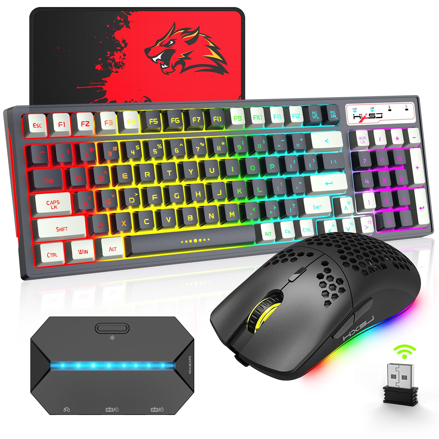 Amazon | PC/PS4/switch用 コンバーター付き 無線キーボード 
