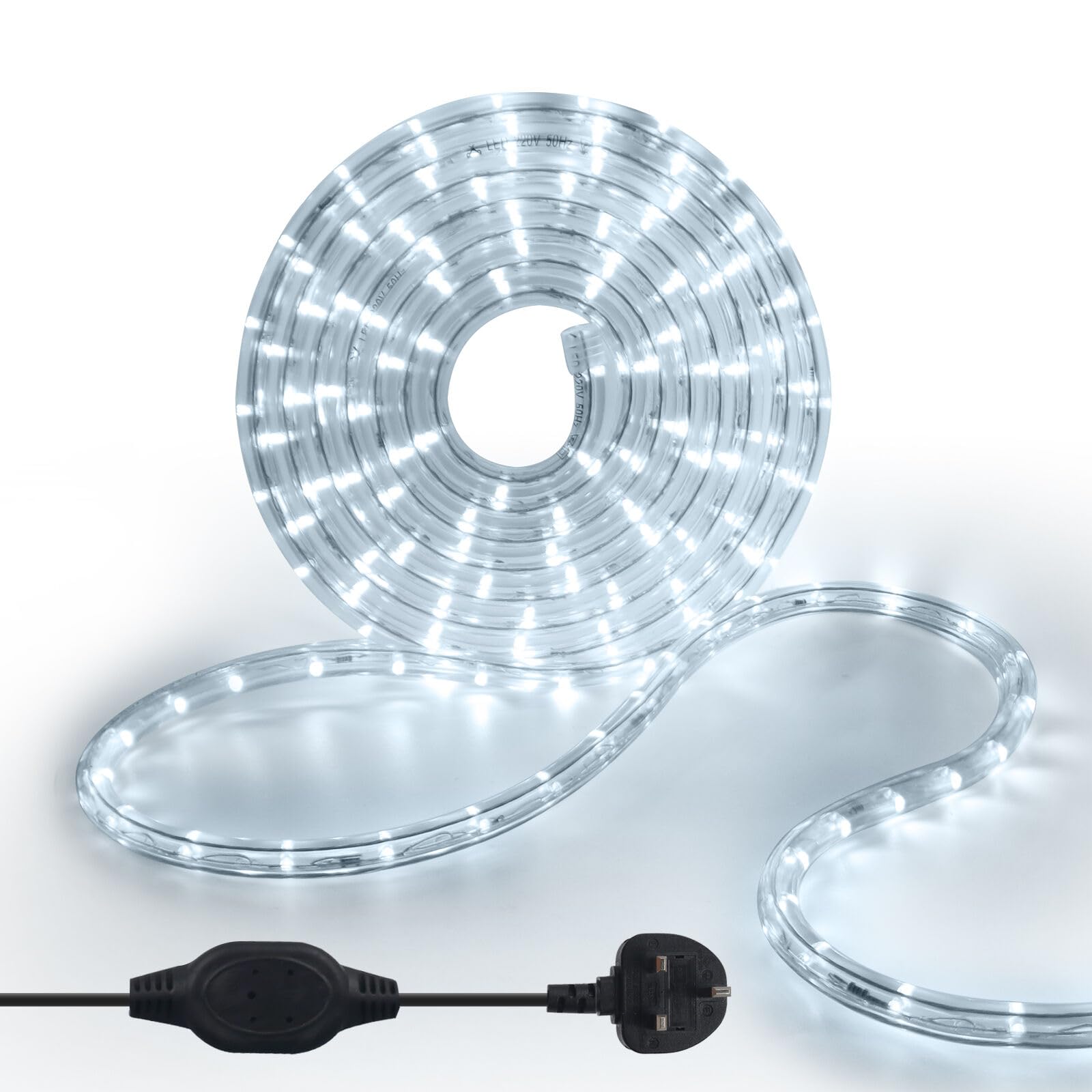 KISUFU 220V Waterproof LED Rope Light, 36 LEDs/m 1m/3.28Ft Led Strip Light AC Fairy String Lights with Clip and Power Adapter for Indoor/Outdoor Christmas Party Home Decoration Warmwhite (2m, White) โ image 1