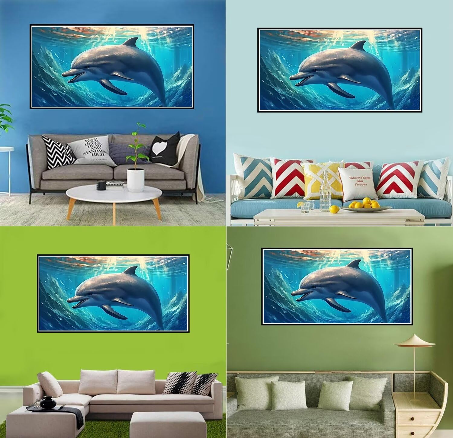 Diamond Painting Kit Delfino 35x50 Cm, Tela HD Con Strass Rotondi, Fai Da Te Per Adulti E Bambini, Decorazione Parete
