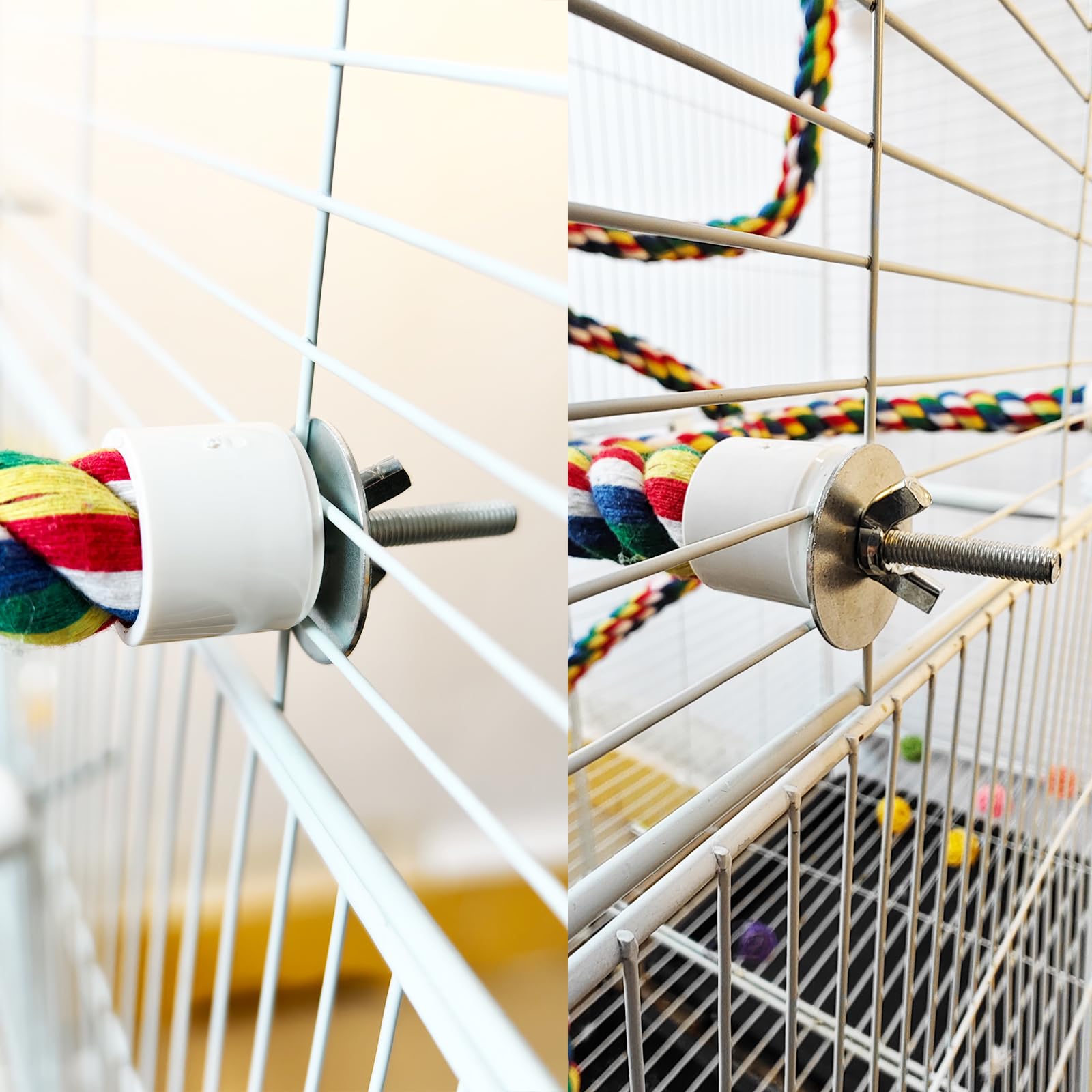 Vogelseil-Sitzstange und Vogelschaukel-Set – Vogelkäfig-Zubehör, Seil-Sitzstangen für Sittiche, Papageien, Nymphensittiche, Wellensittiche, Sittiche, Sitzstangen für Käfig, Vogelsitzstangen