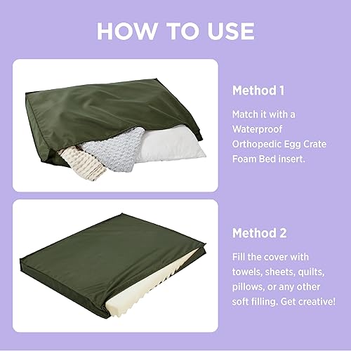Miniatura 5 de LE SURE Funda impermeable de repuesto para cama de perro, lavable, tamaño XL para alfombrilla de mascotas, 44 x 32 x 3 pulgadas, color verde