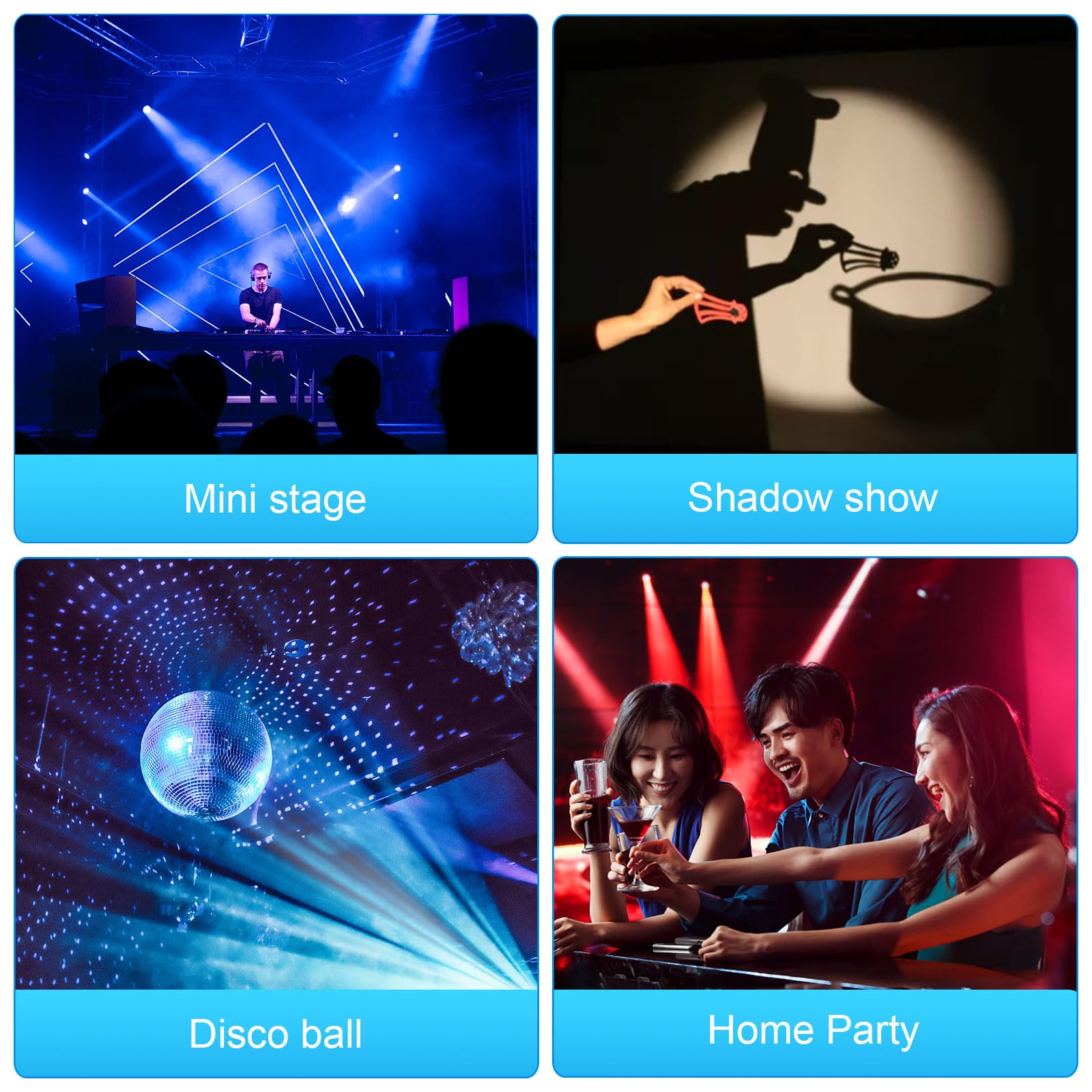 15W Projecteur Boule a Facette, Czgor RGBW 4 en 1 LED Pinspot Projecteur avec Télécommande et 3 Modes d'Éclairage, LED Pin Spot Ultra-Lumineux pour Fêtes, Clubs, Bars et Mariages