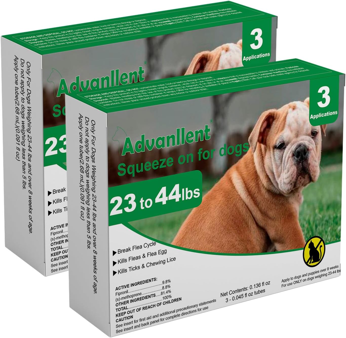 Flea and Tick Prevention for Dogs, Flea and Tick Treatment for Medium Dog, Flea & Tick Control, 23-44 Pounds, 6 Doses