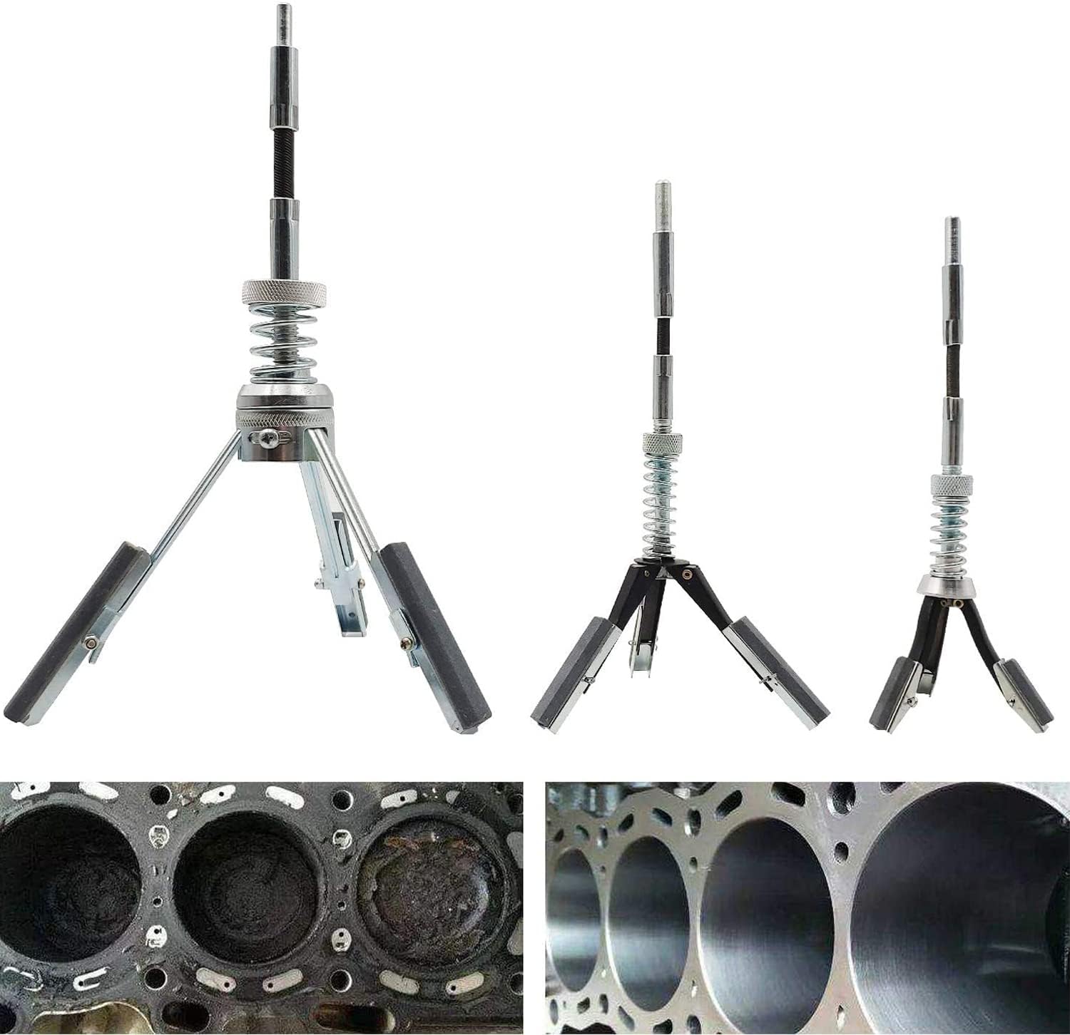 Engine Cylinder Hone Adjustable Deglaze Set for Grinding Holes from 3/4" to 7" ID with 9 Pieces 220 Grit Stones (3 Pack)